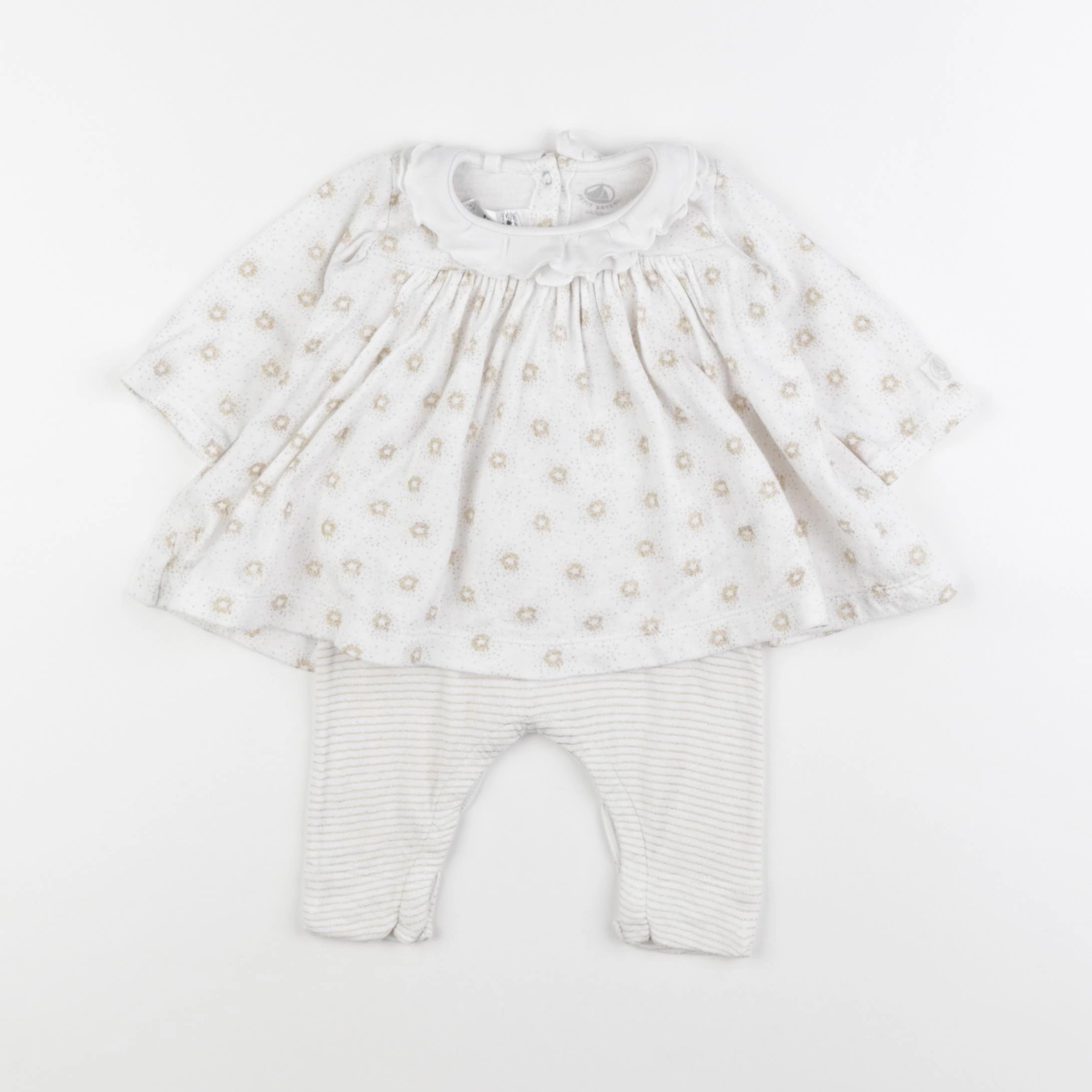 Petit Bateau - combinaison blanc, or - 3 mois