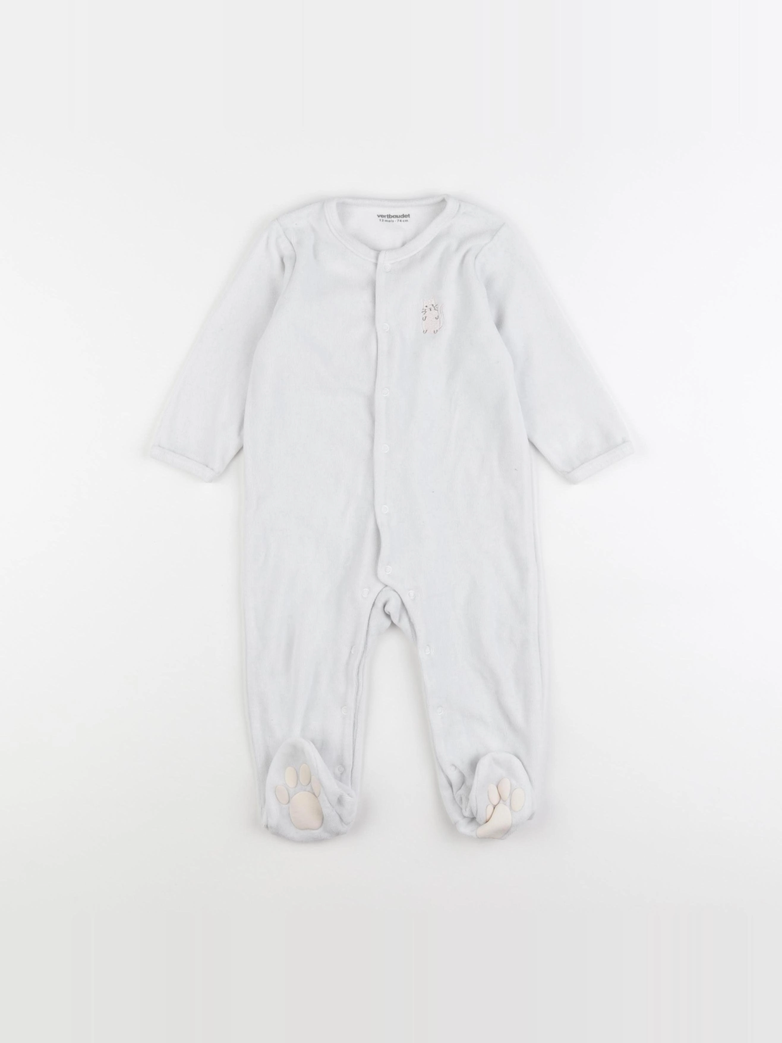 Vertbaudet - pyjama velours gris - 12 mois