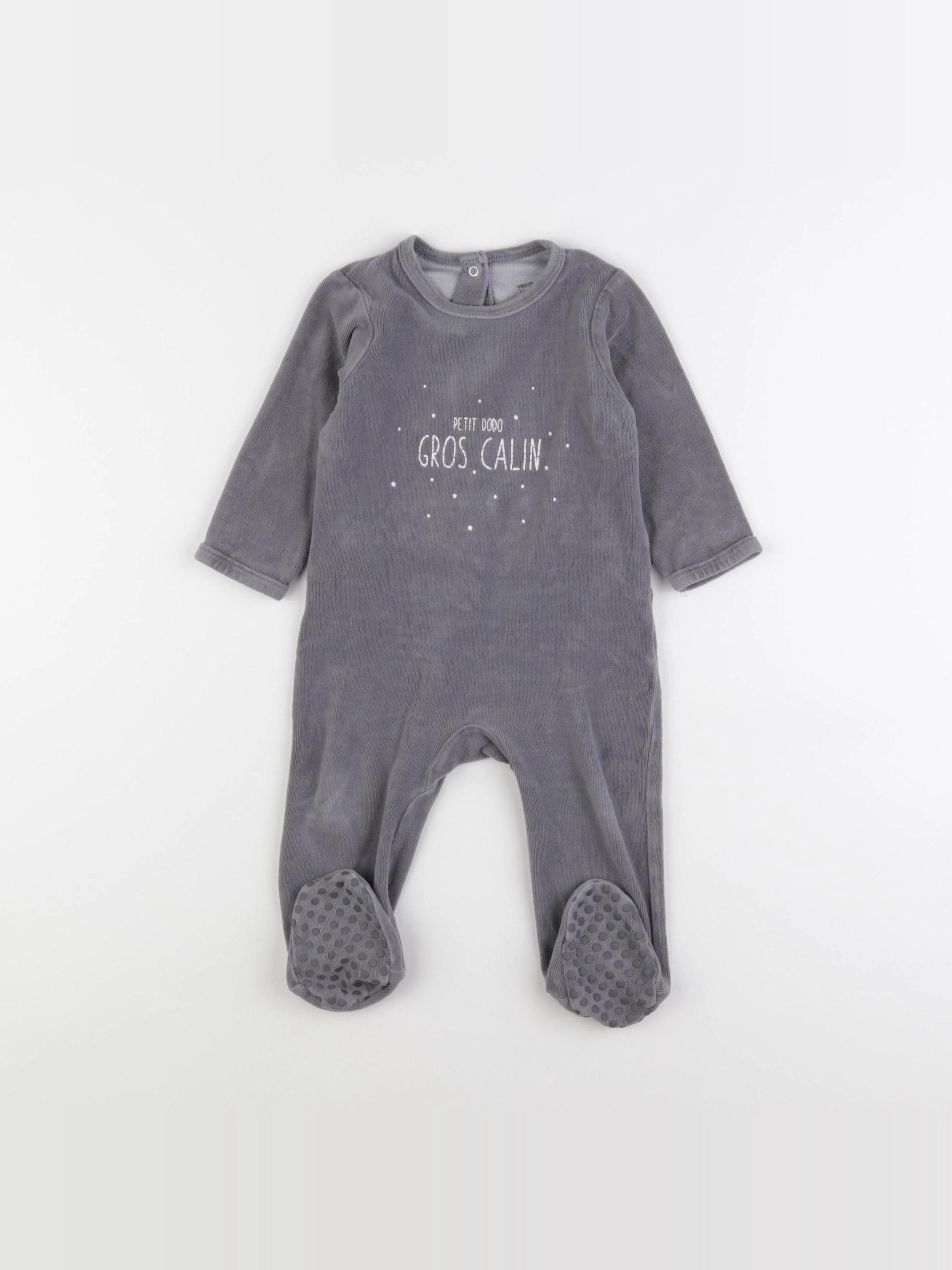 Vertbaudet - pyjama velours gris - 12 mois