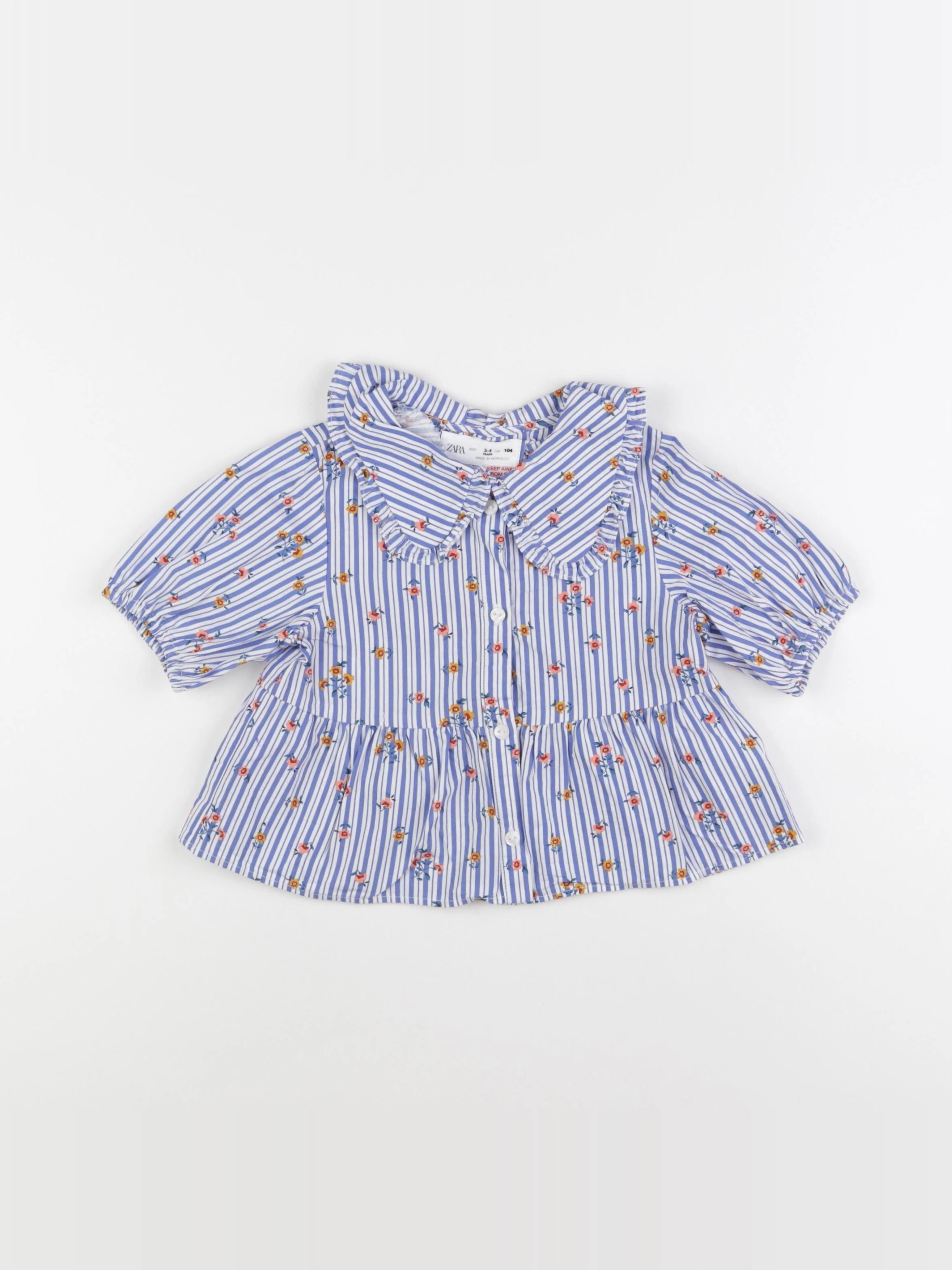 Zara - blouse bleu - 3/4 ans
