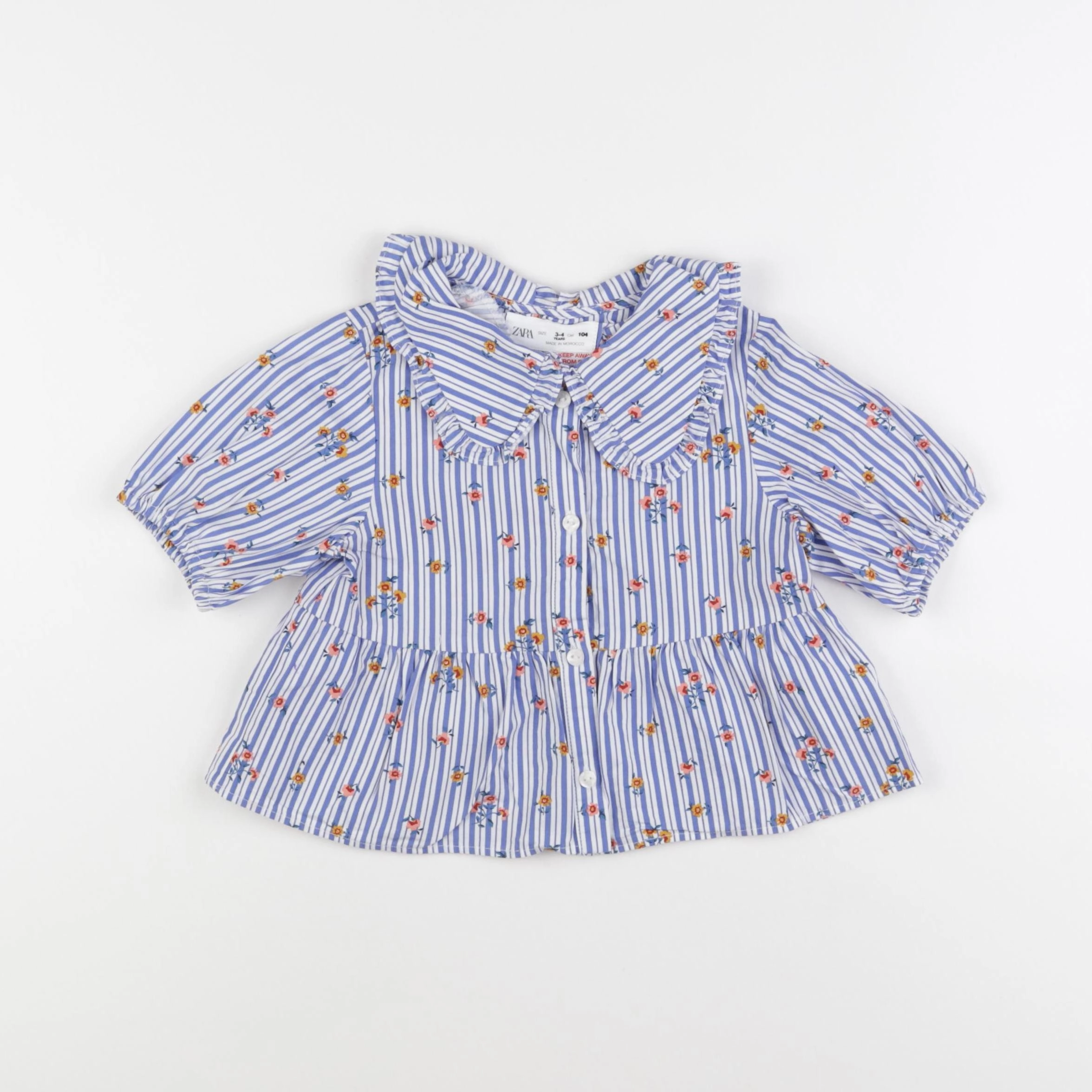 Zara - blouse bleu - 3/4 ans