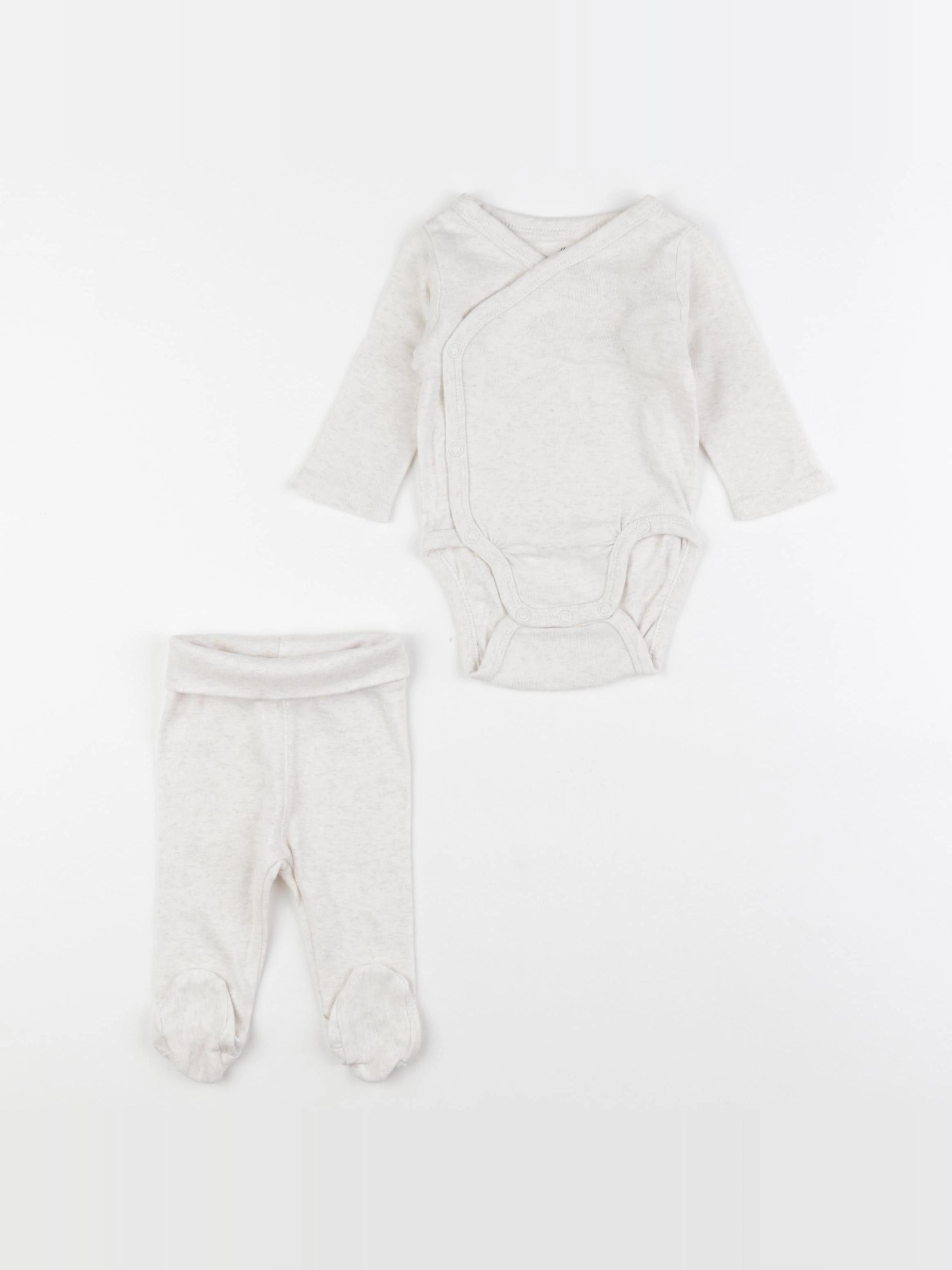 H&M - ensemble beige - 1/3 mois