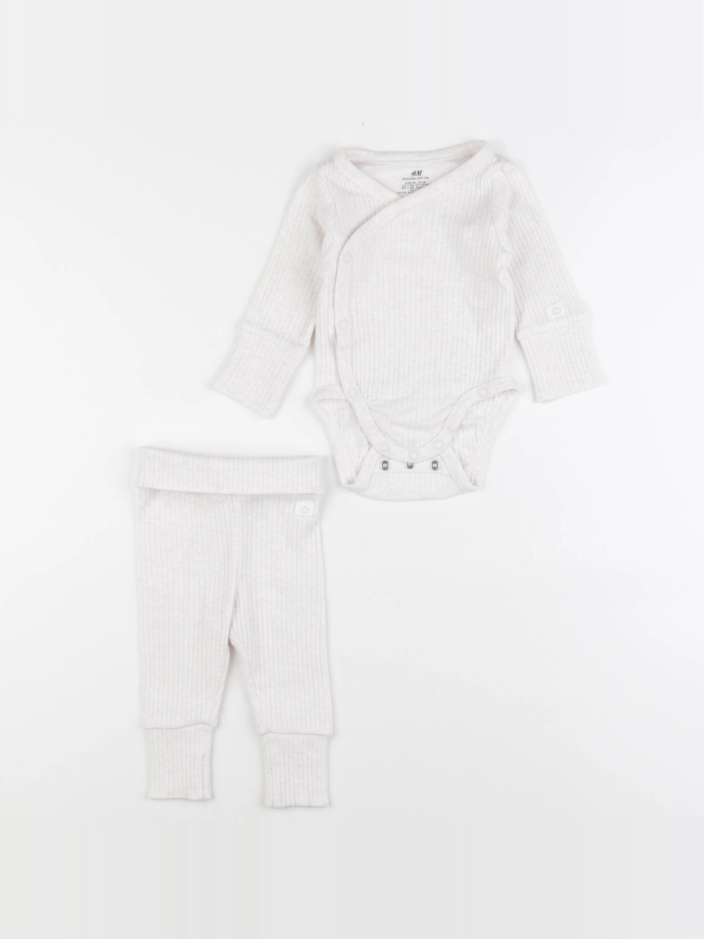 H&M - ensemble beige - 0/1 mois