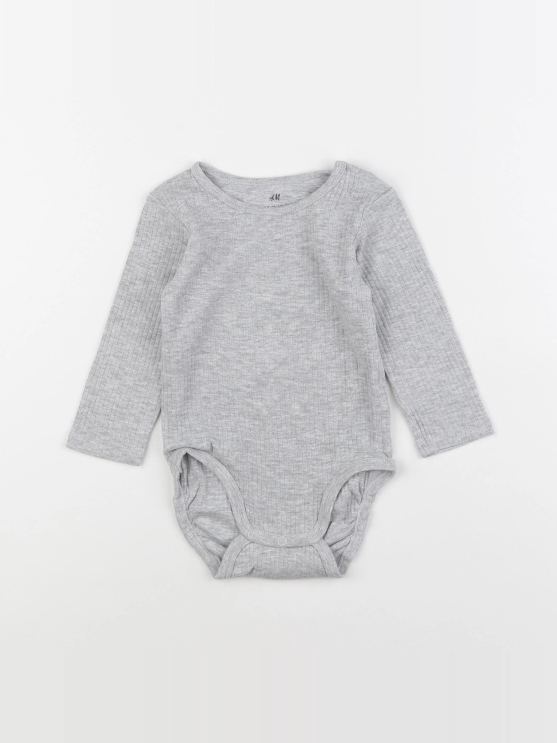 H&M - body gris - 6/9 mois