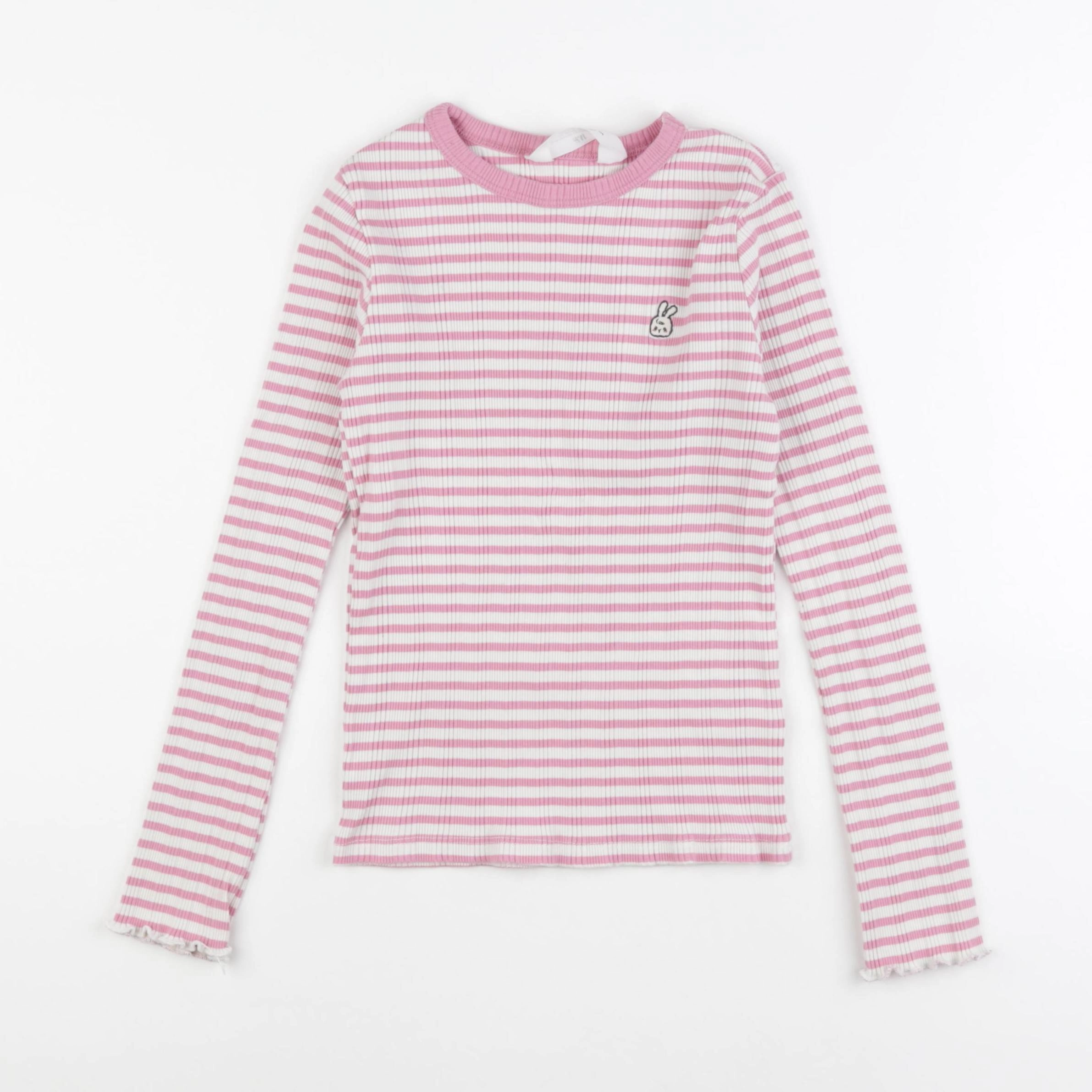 H&M - tee-shirt blanc, rose - 8/10 ans