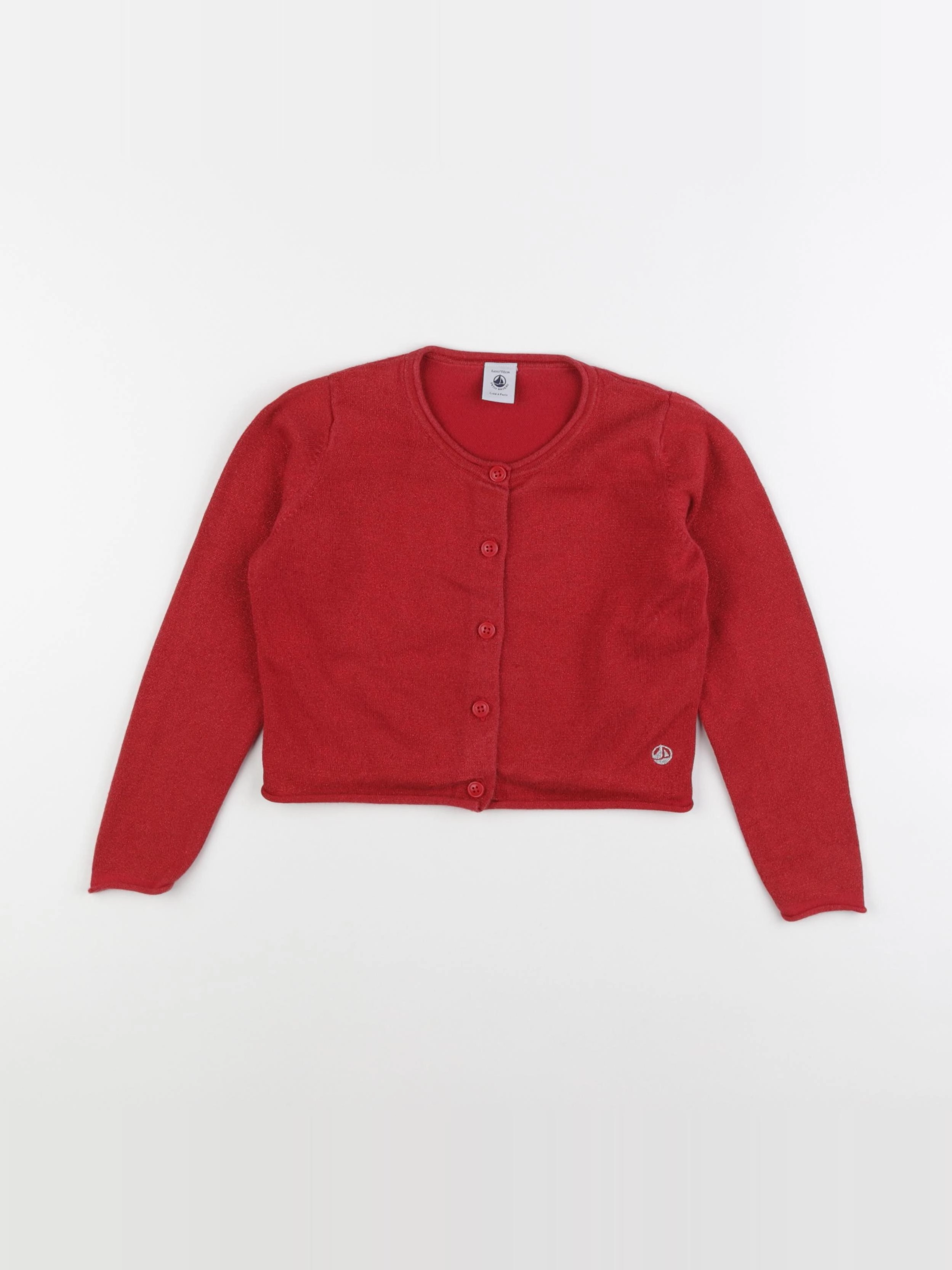 Petit Bateau - gilet rouge, argent - 6 ans