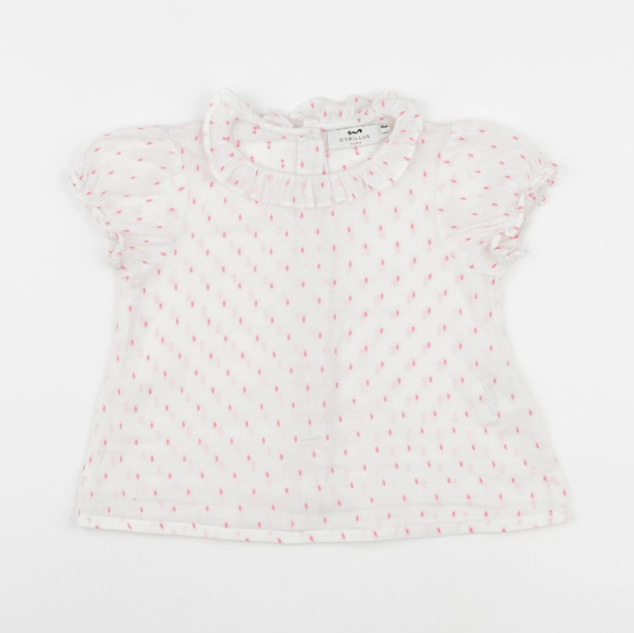 Cyrillus - blouse blanc, rose - 24 mois