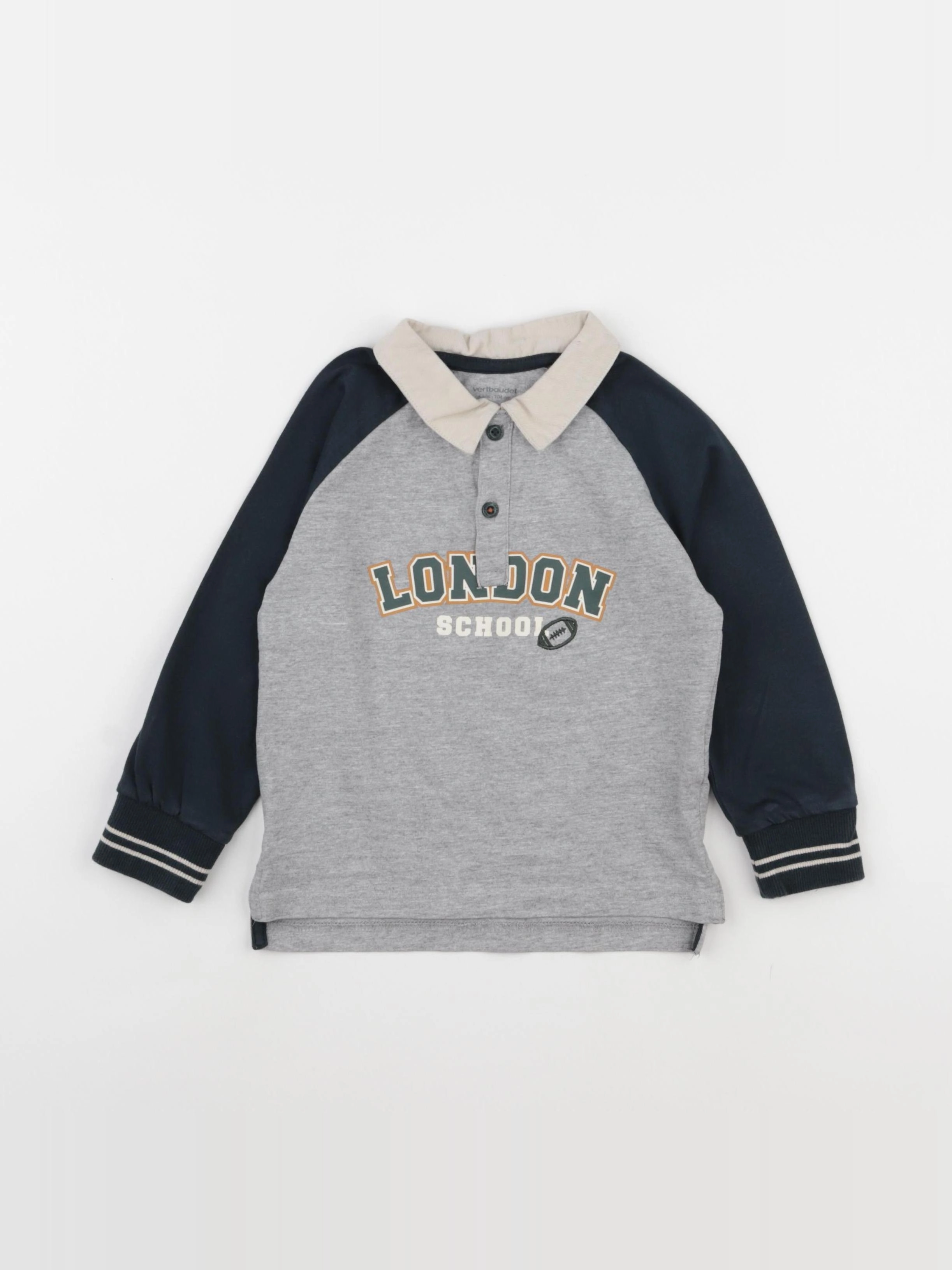 Vertbaudet - tee-shirt bleu, gris - 4 ans