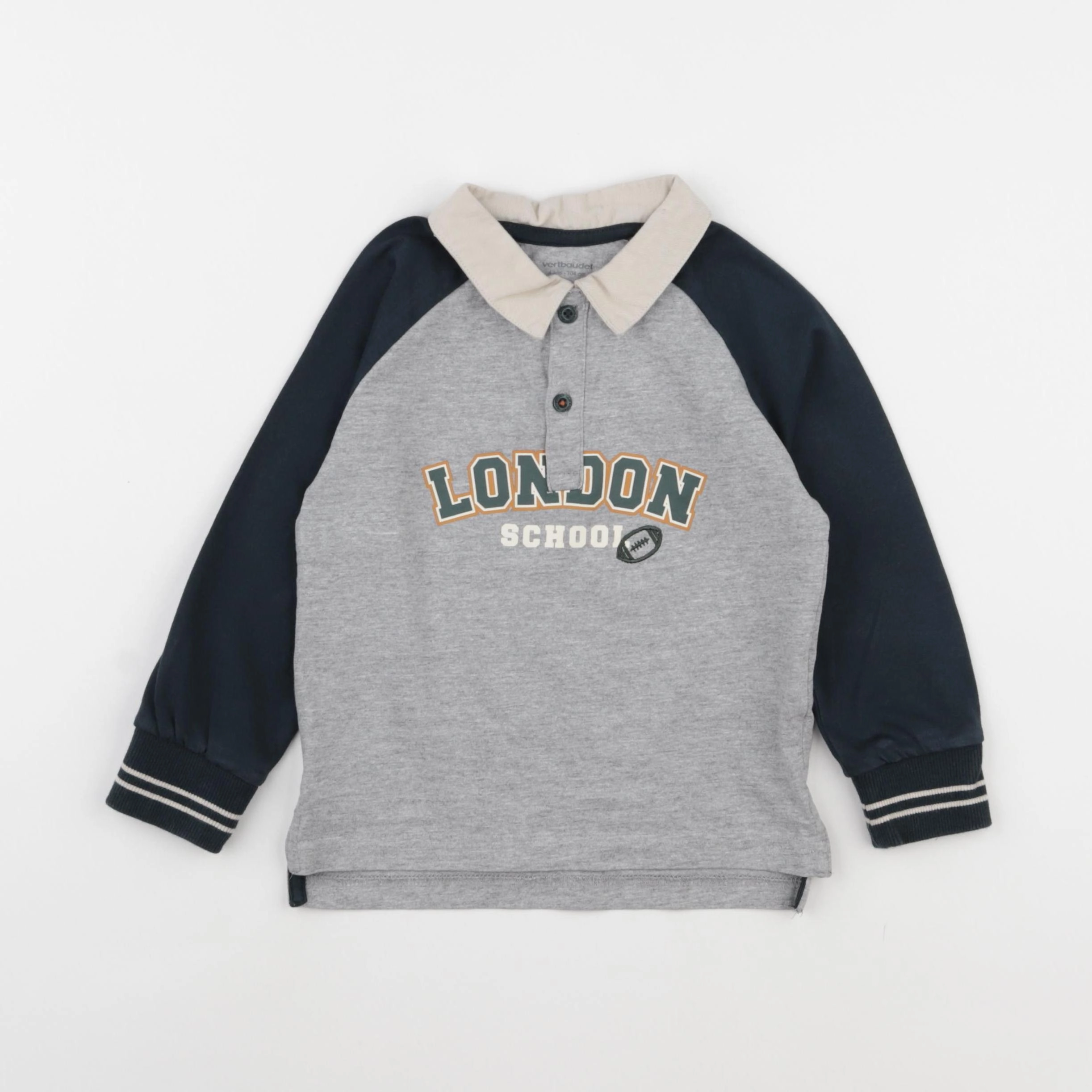 Vertbaudet - tee-shirt bleu, gris - 4 ans