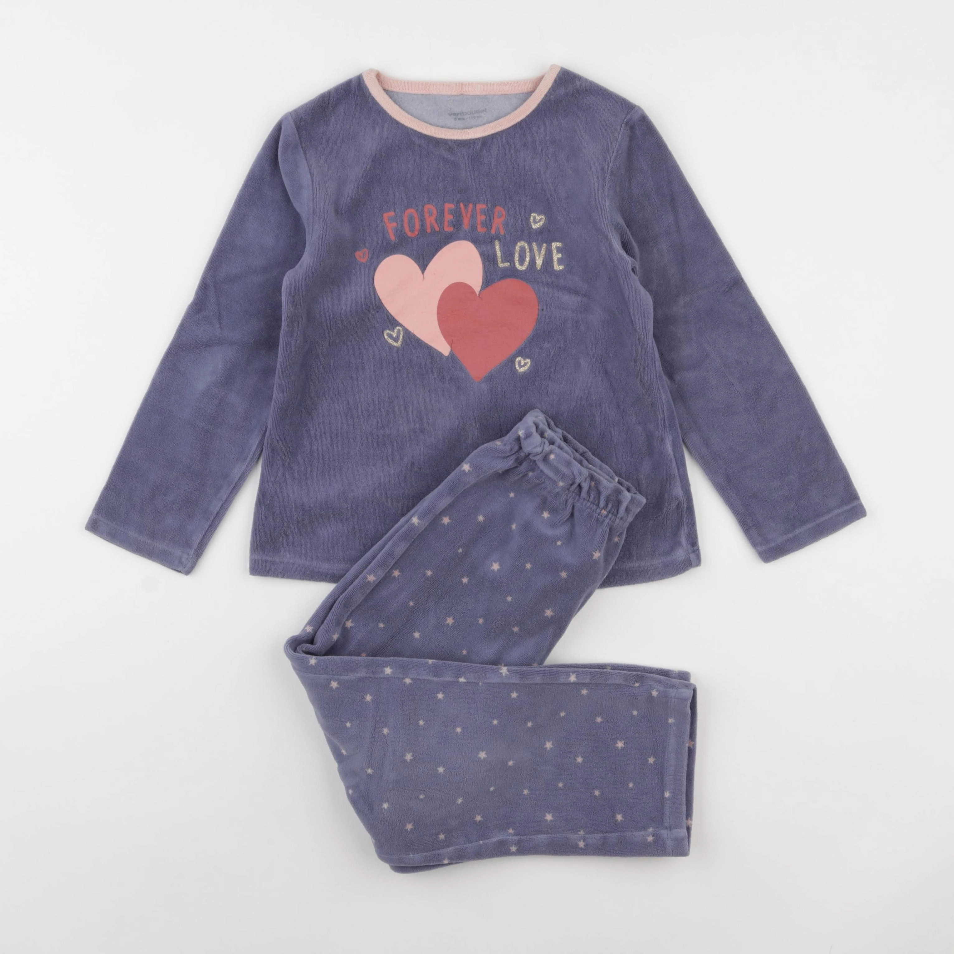 Vertbaudet - pyjama velours bleu - 6 ans