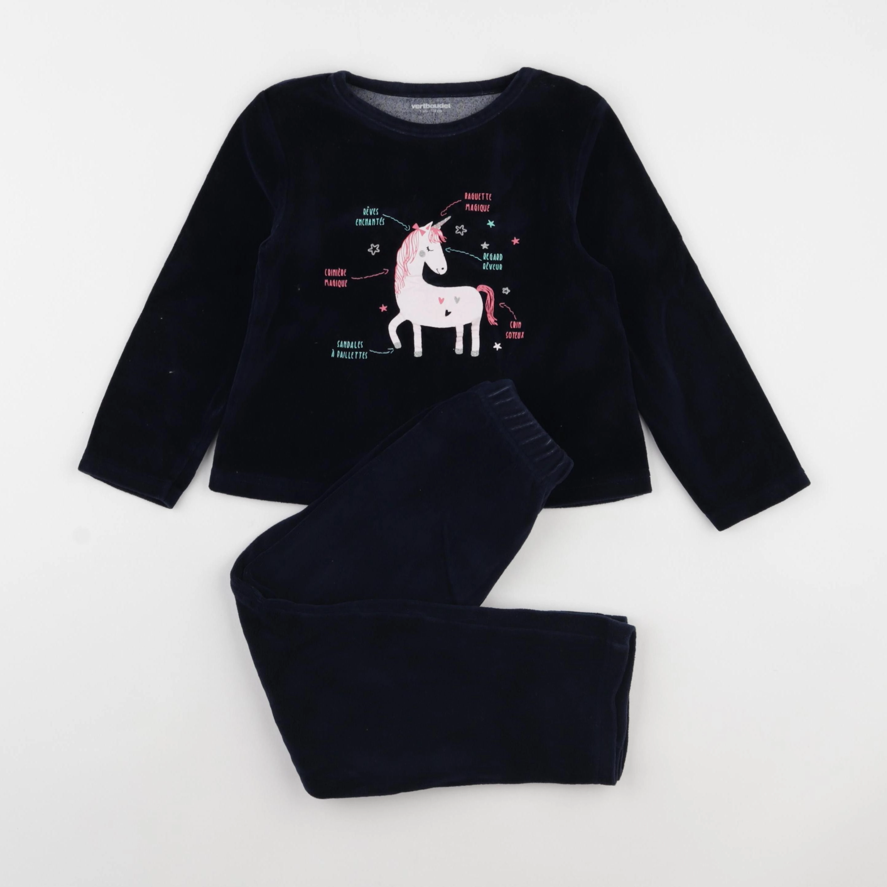 Vertbaudet - pyjama velours bleu - 5 ans