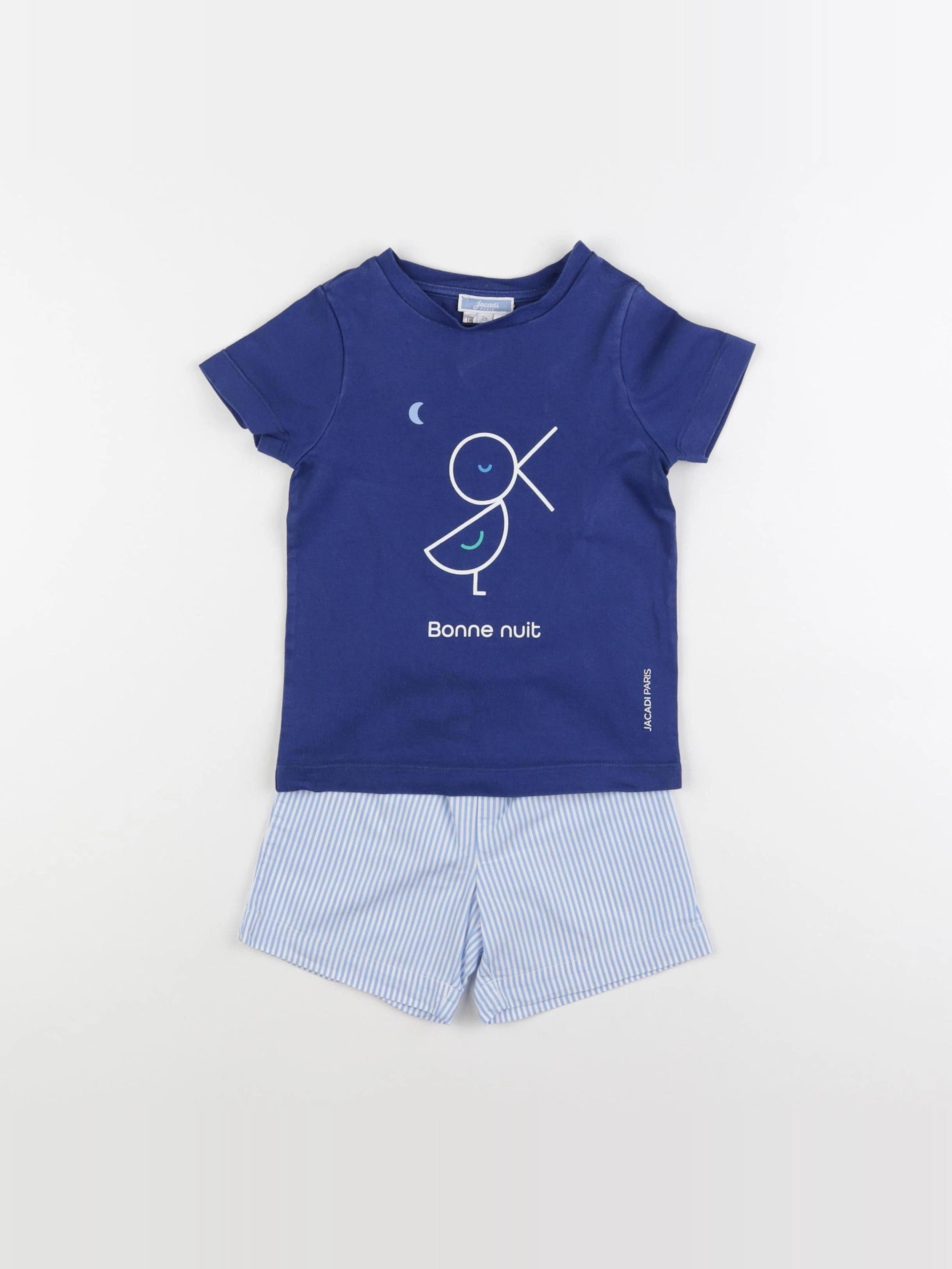 Jacadi - pyjama coton blanc, bleu - 2 ans