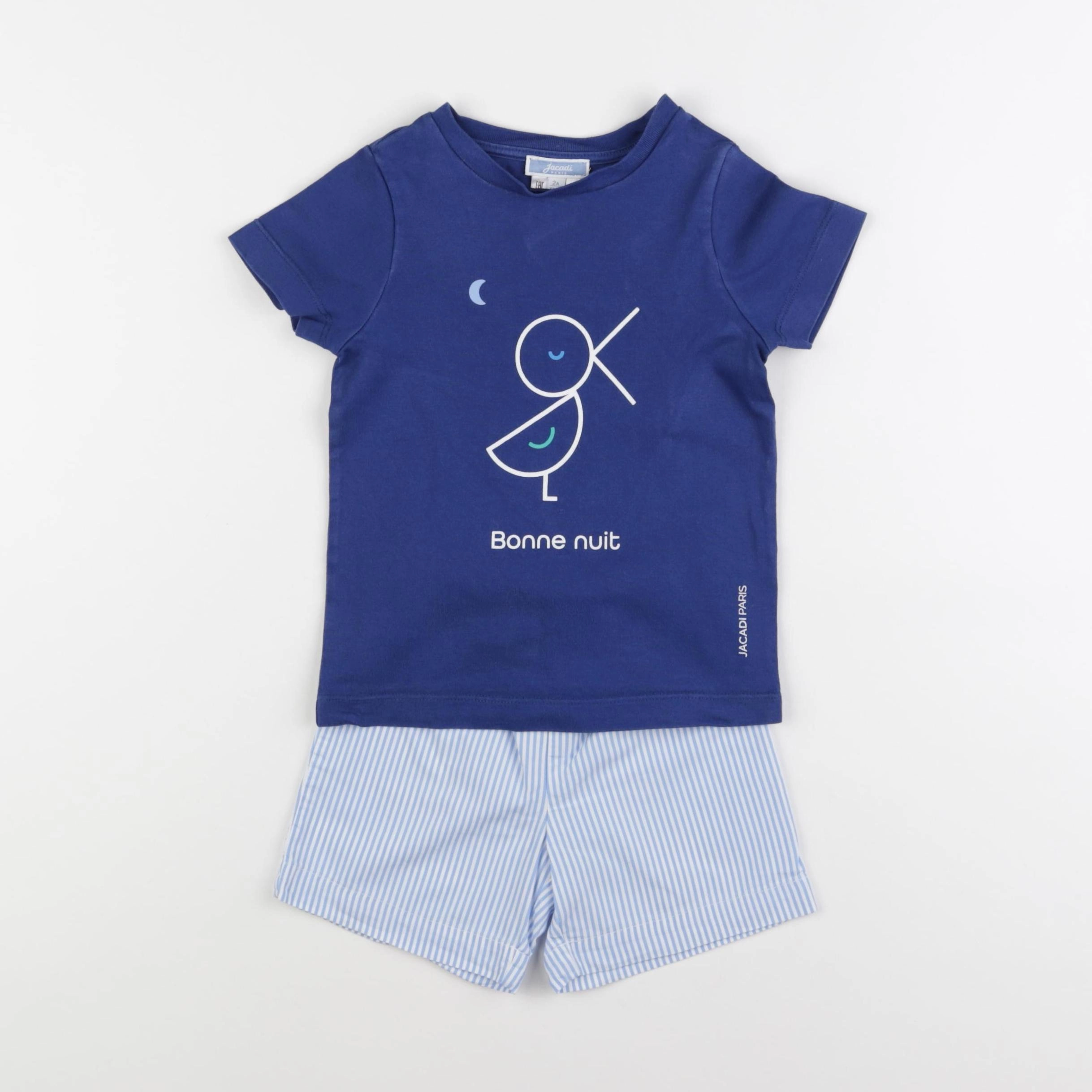 Jacadi - pyjama coton blanc, bleu - 2 ans