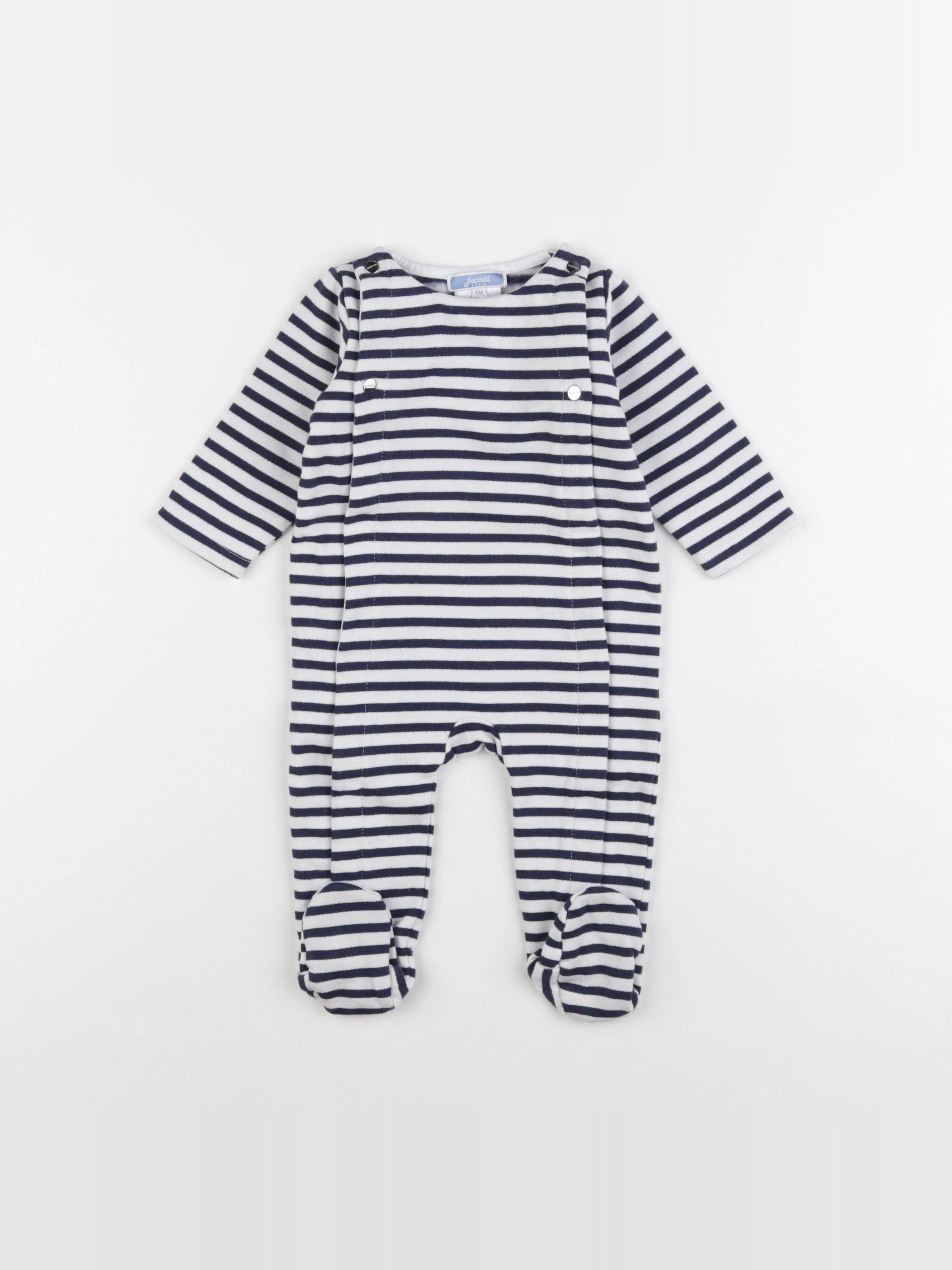 Jacadi - pyjama coton blanc, bleu - 6 mois