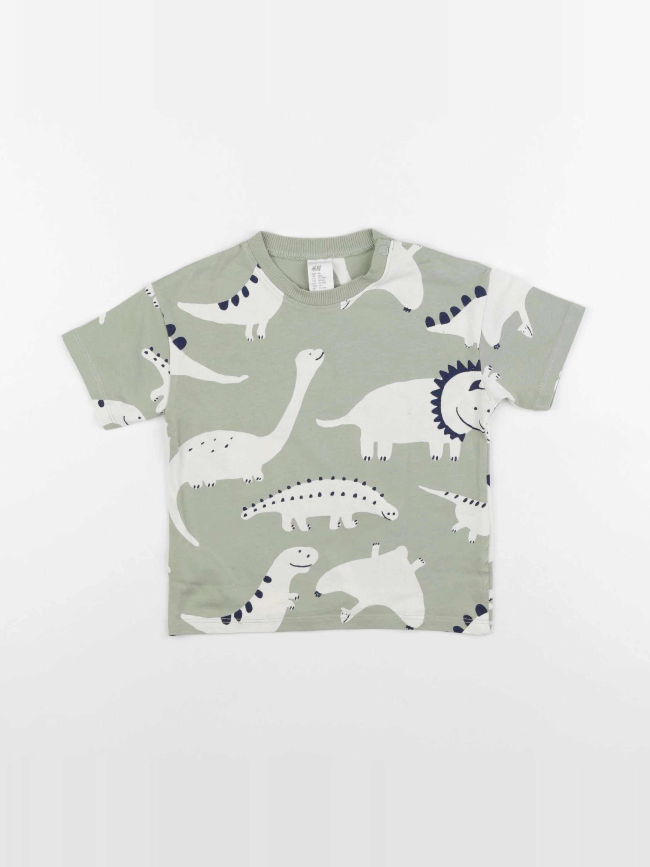H&M - tee-shirt blanc, vert - 12/18 mois