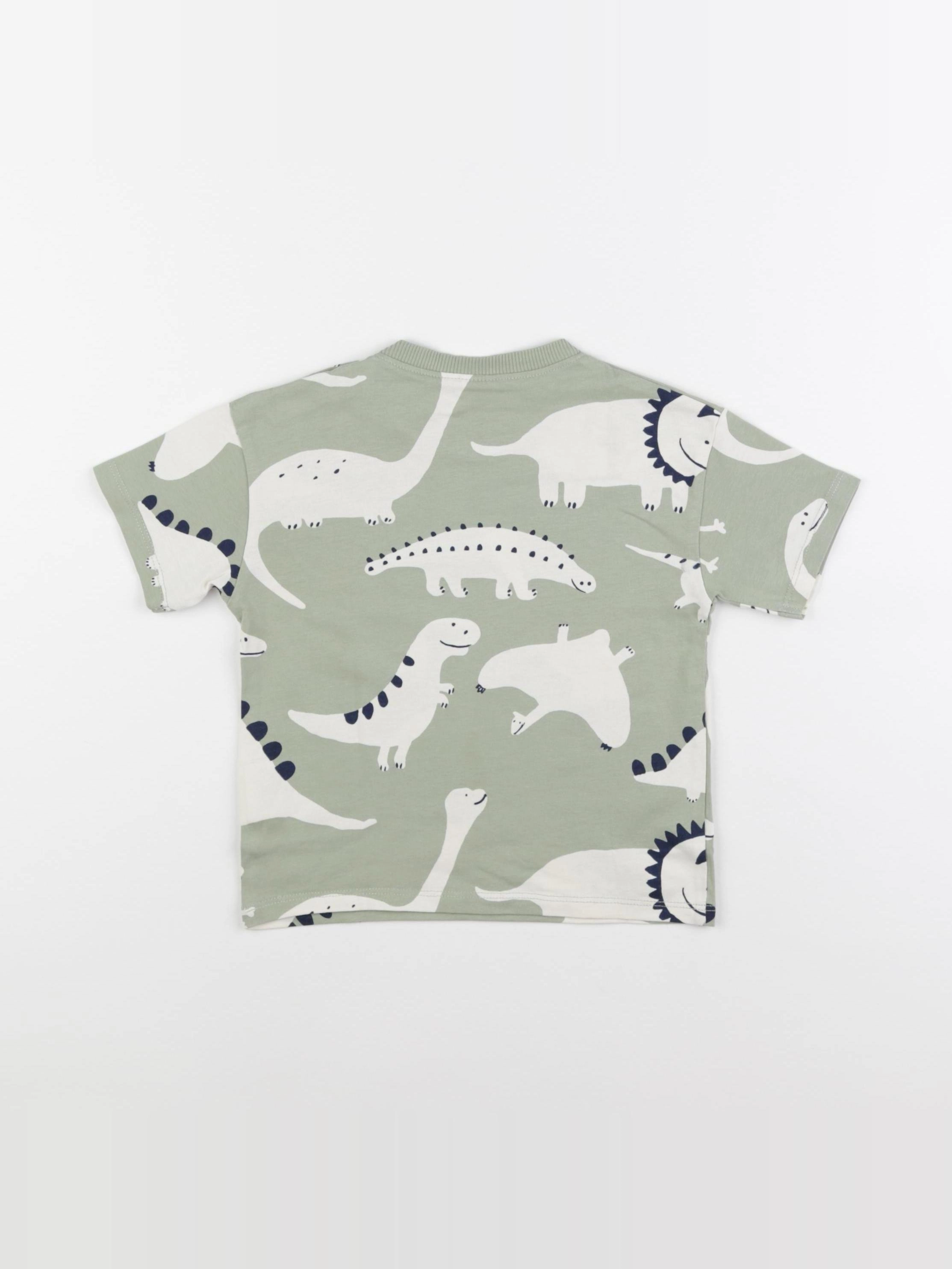 H&M - tee-shirt blanc, vert - 12/18 mois