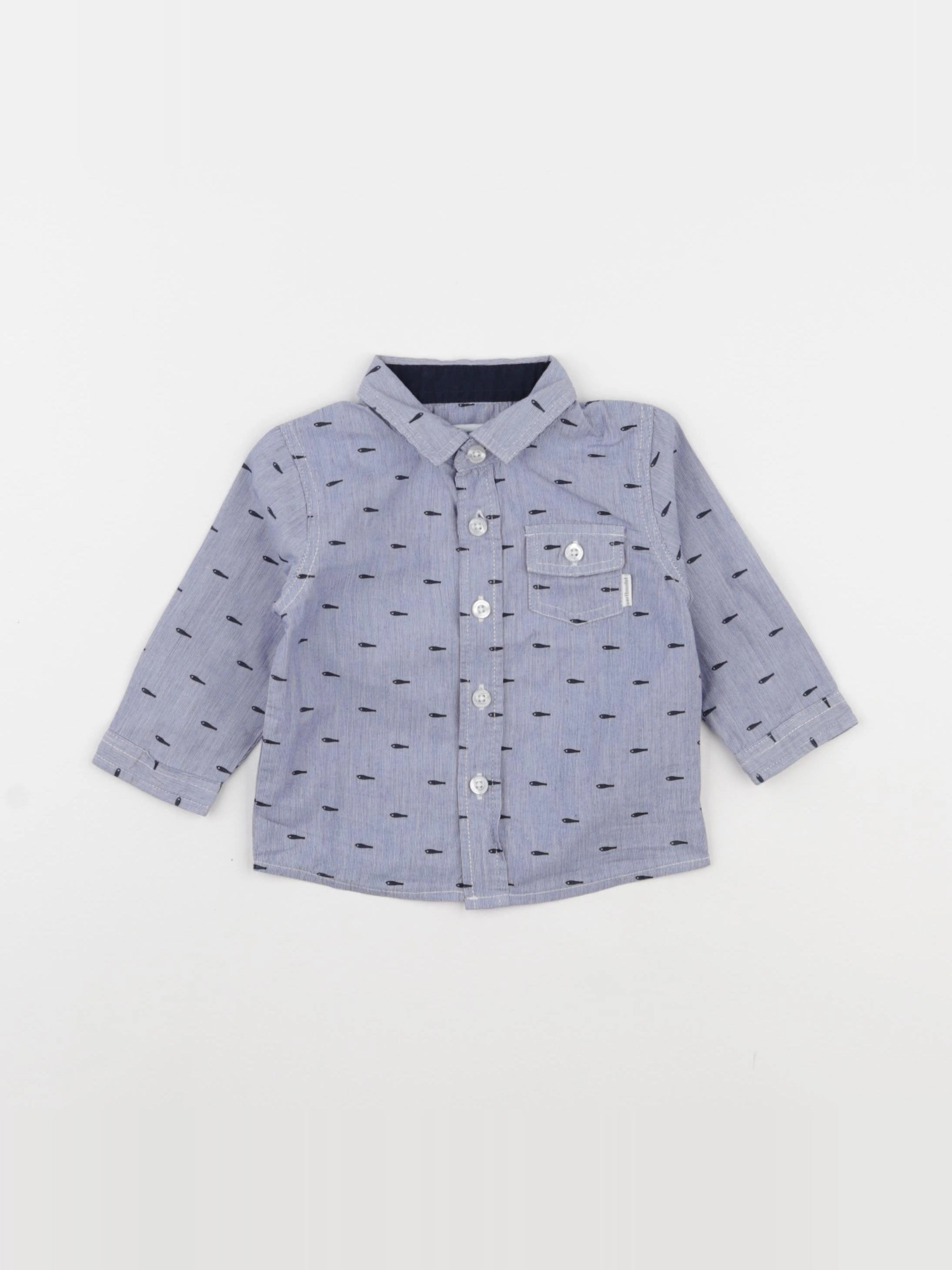 Vertbaudet - chemise bleu - 6 mois