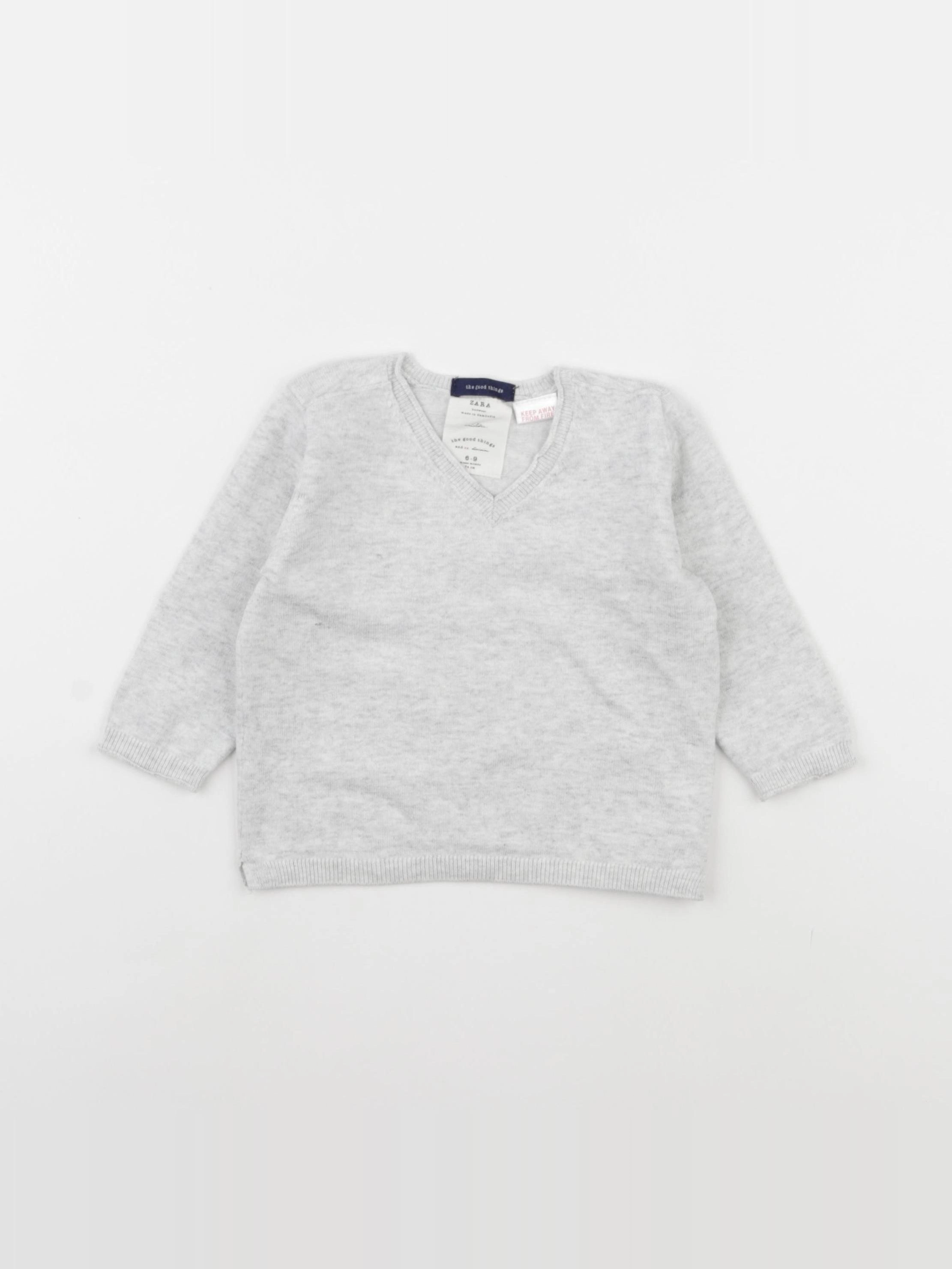 Zara - pull gris - 6/9 mois