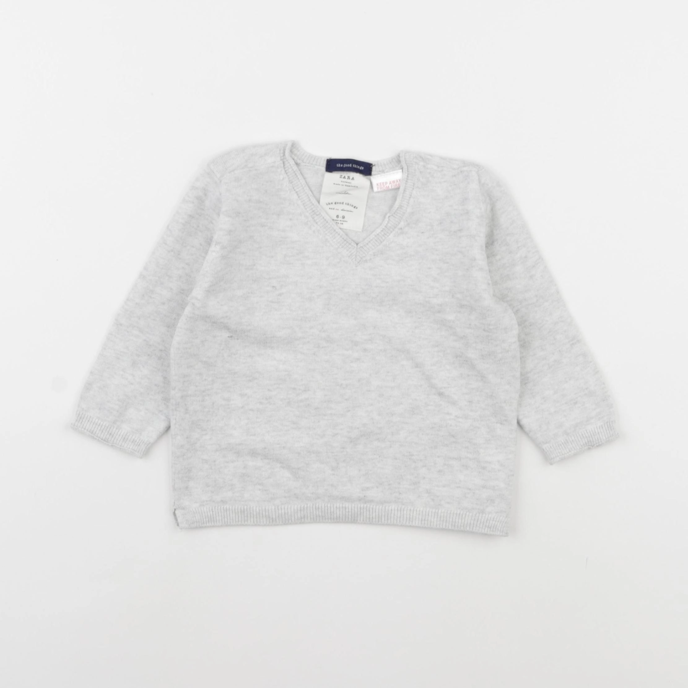 Zara - pull gris - 6/9 mois
