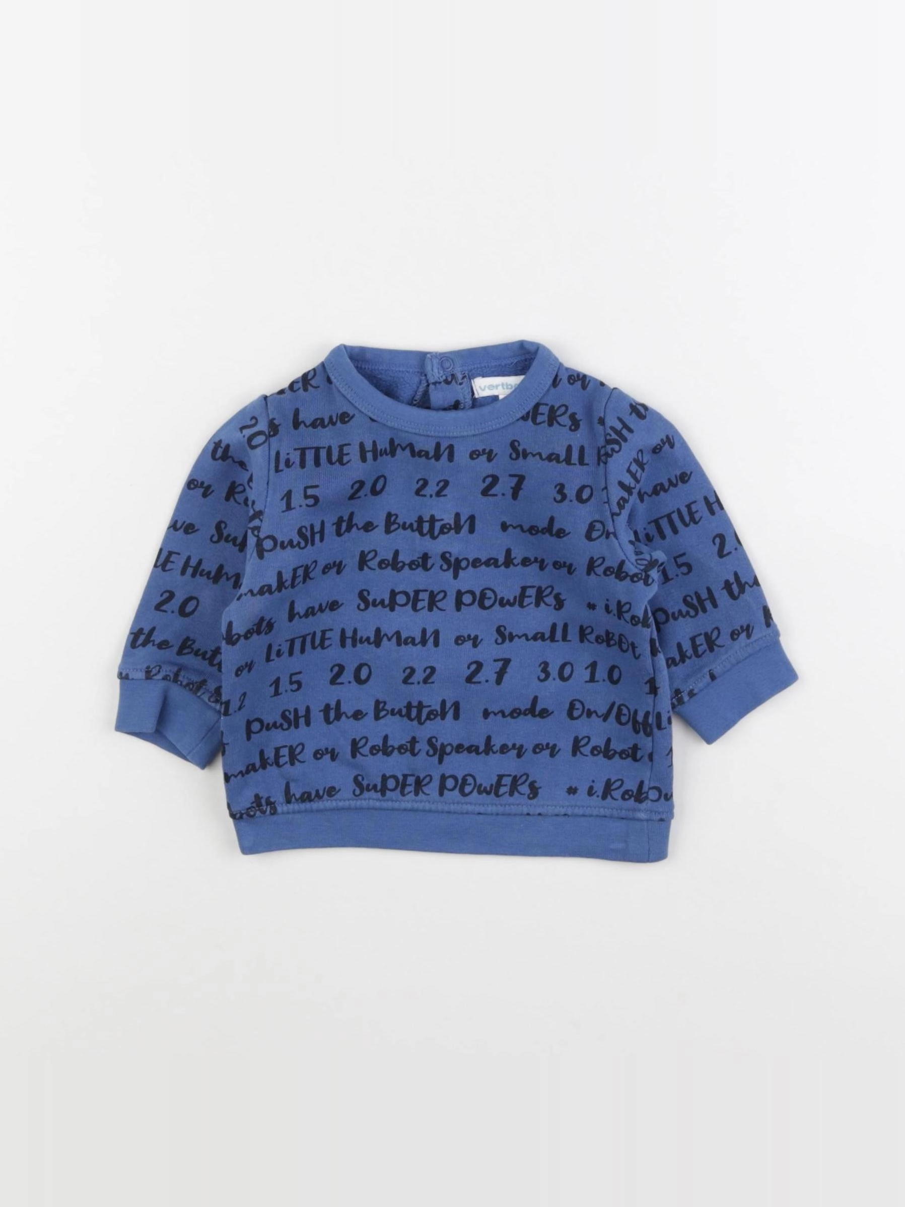Vertbaudet - sweat bleu - 3 mois