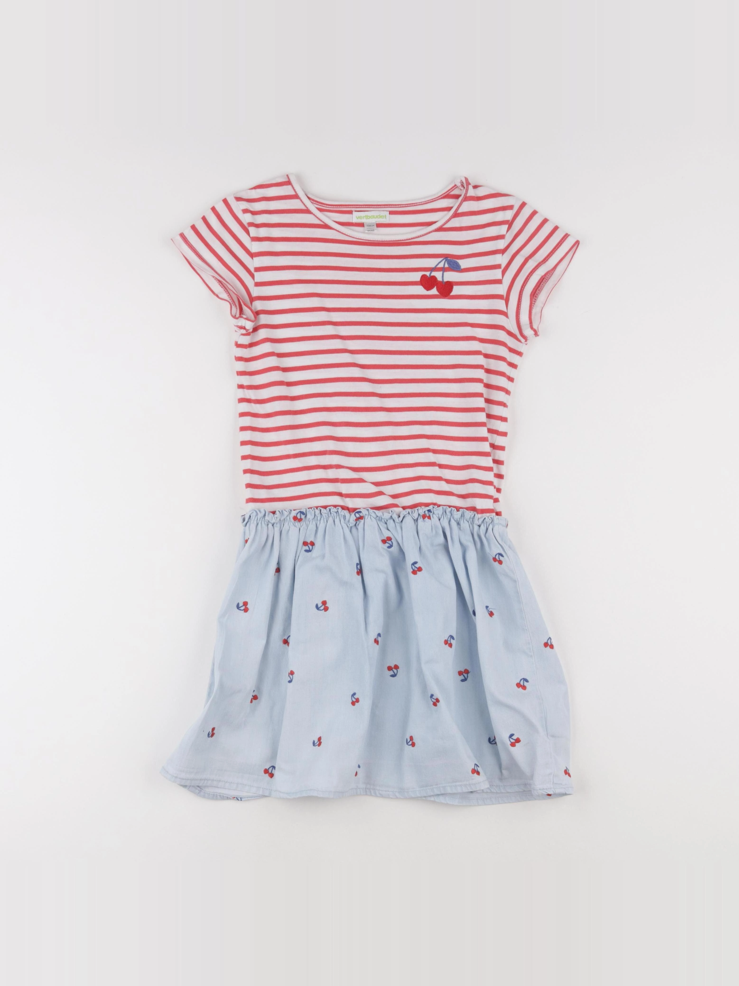 Vertbaudet - robe rouge, bleu - 9 ans