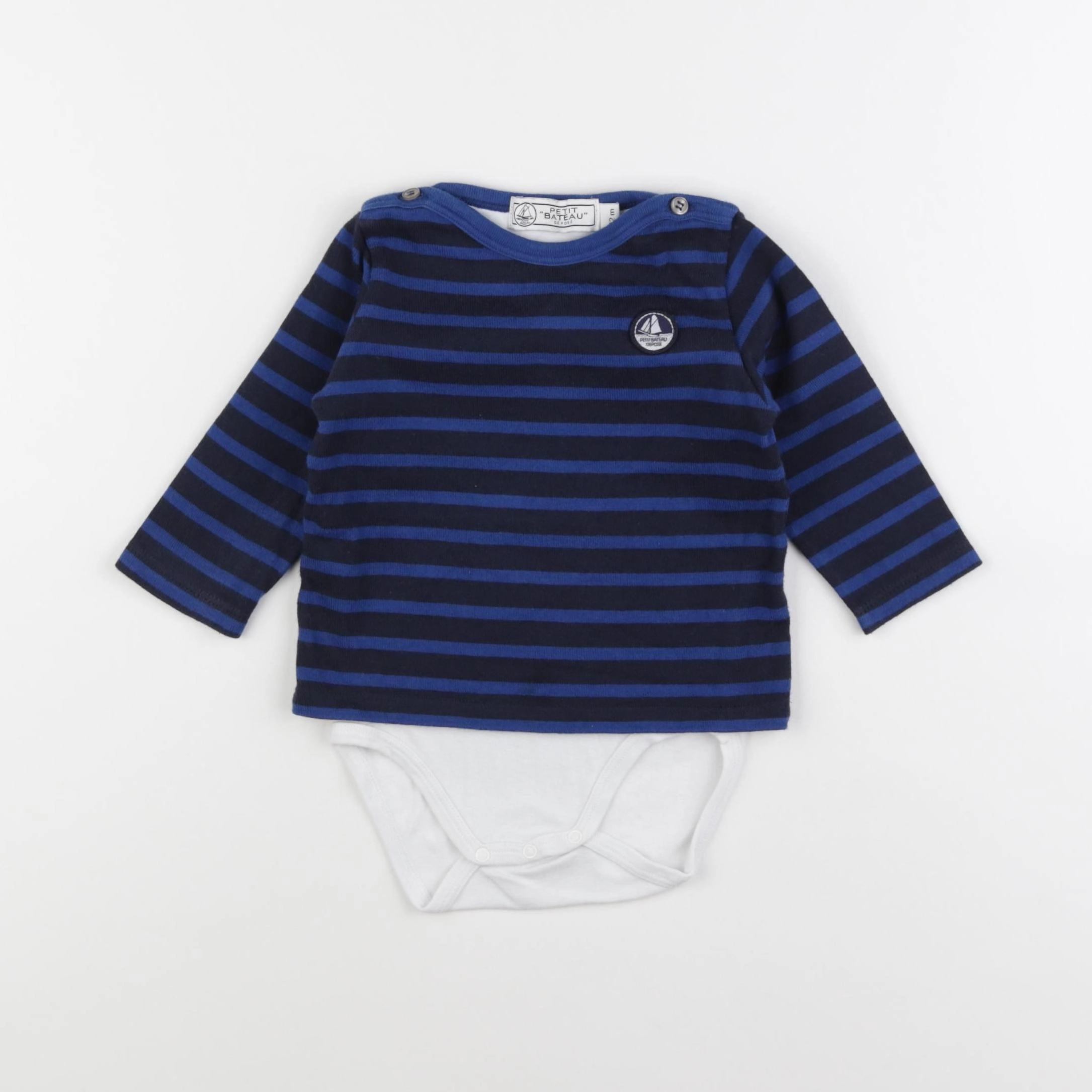 Petit Bateau - body tee-shirt bleu - 12 mois