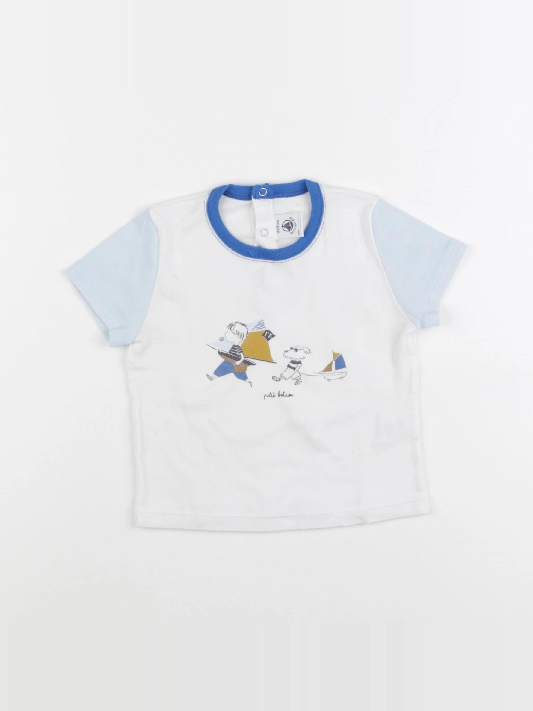 Petit Bateau - maillot de corps bleu, blanc - 18 mois