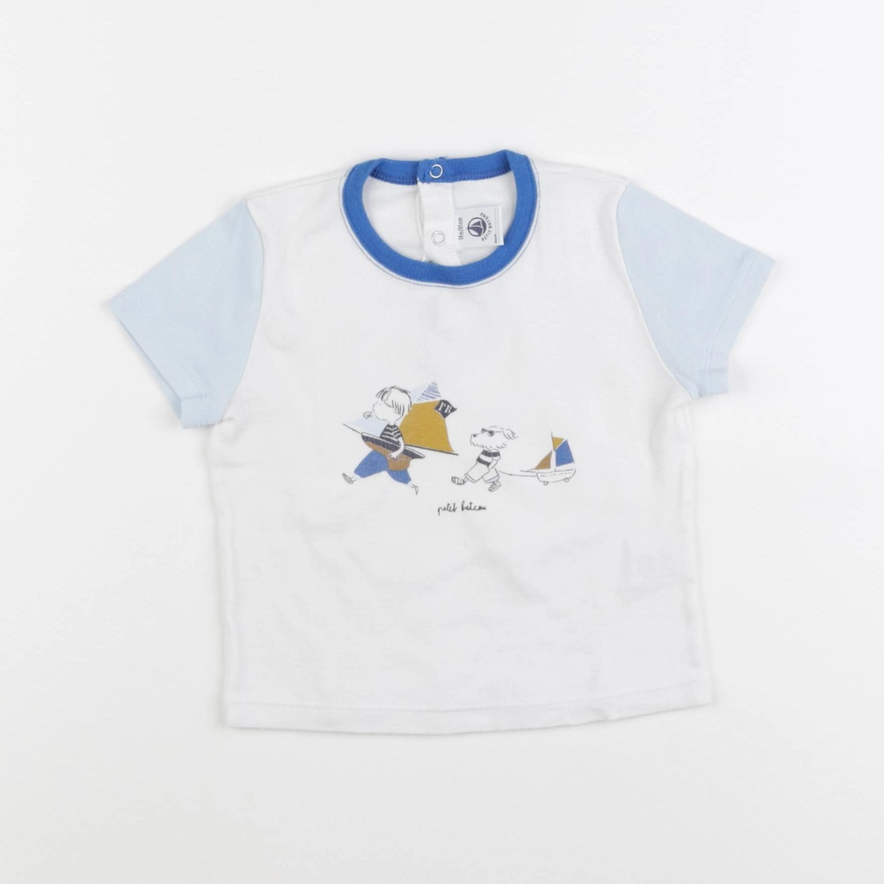 Petit Bateau - maillot de corps bleu, blanc - 18 mois