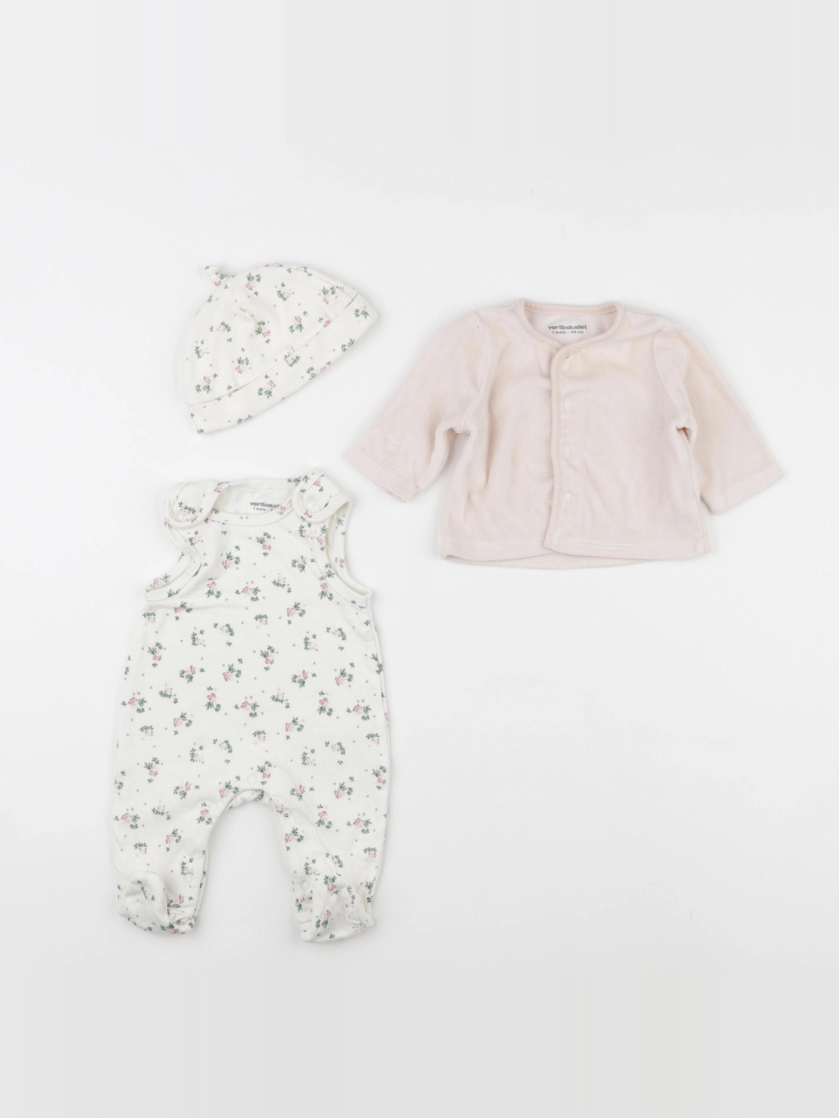 Vertbaudet - ensemble rose - 1 mois