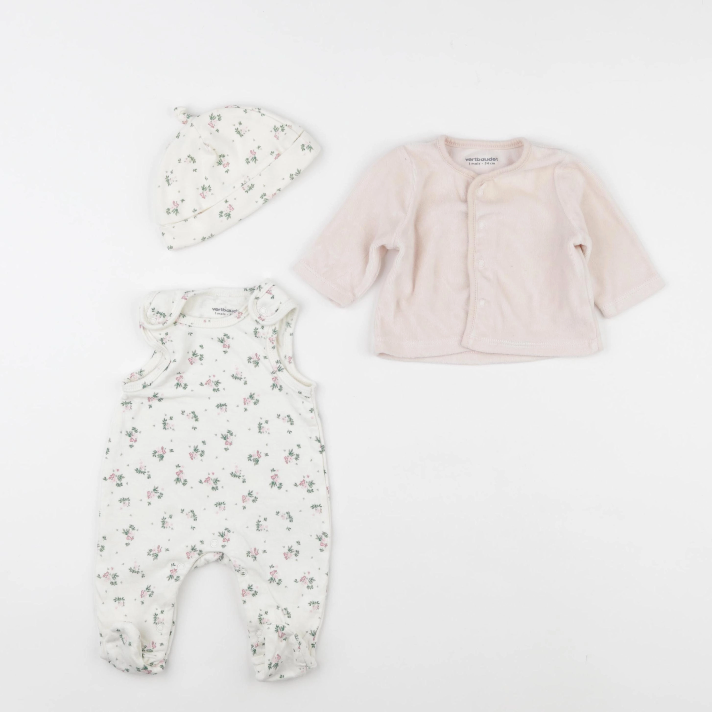 Vertbaudet - ensemble rose - 1 mois