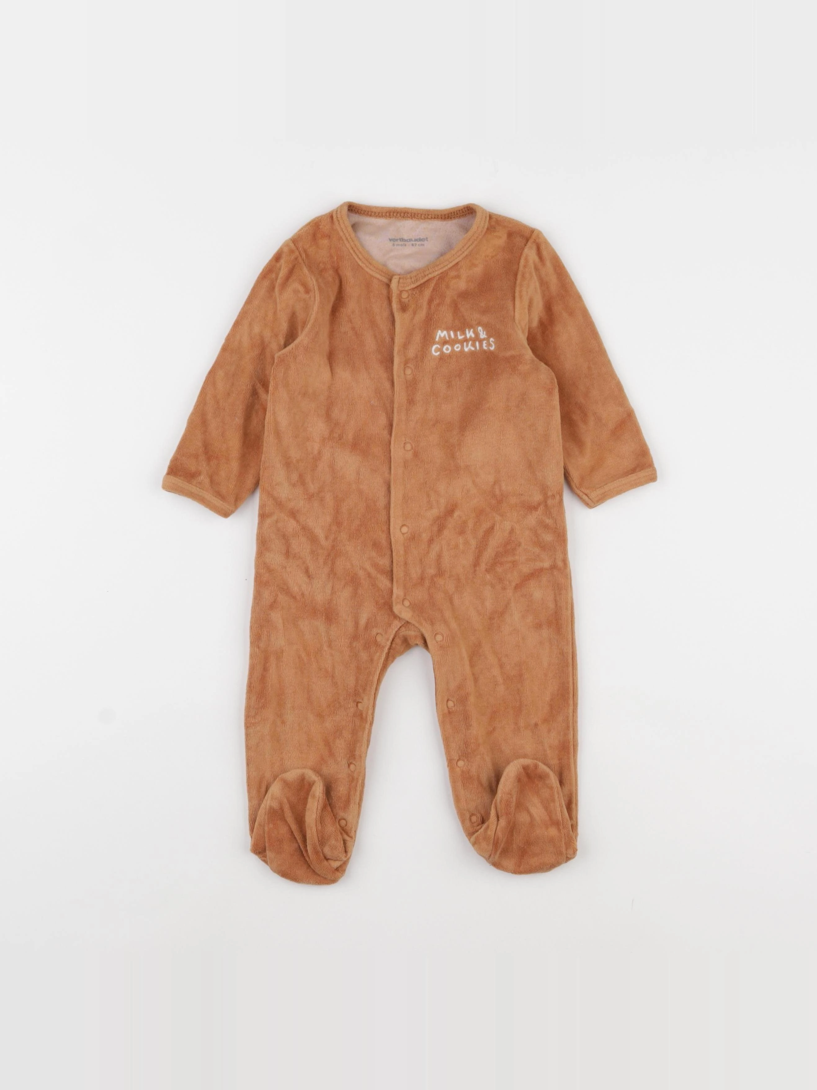 Vertbaudet - pyjama velours marron - 6 mois
