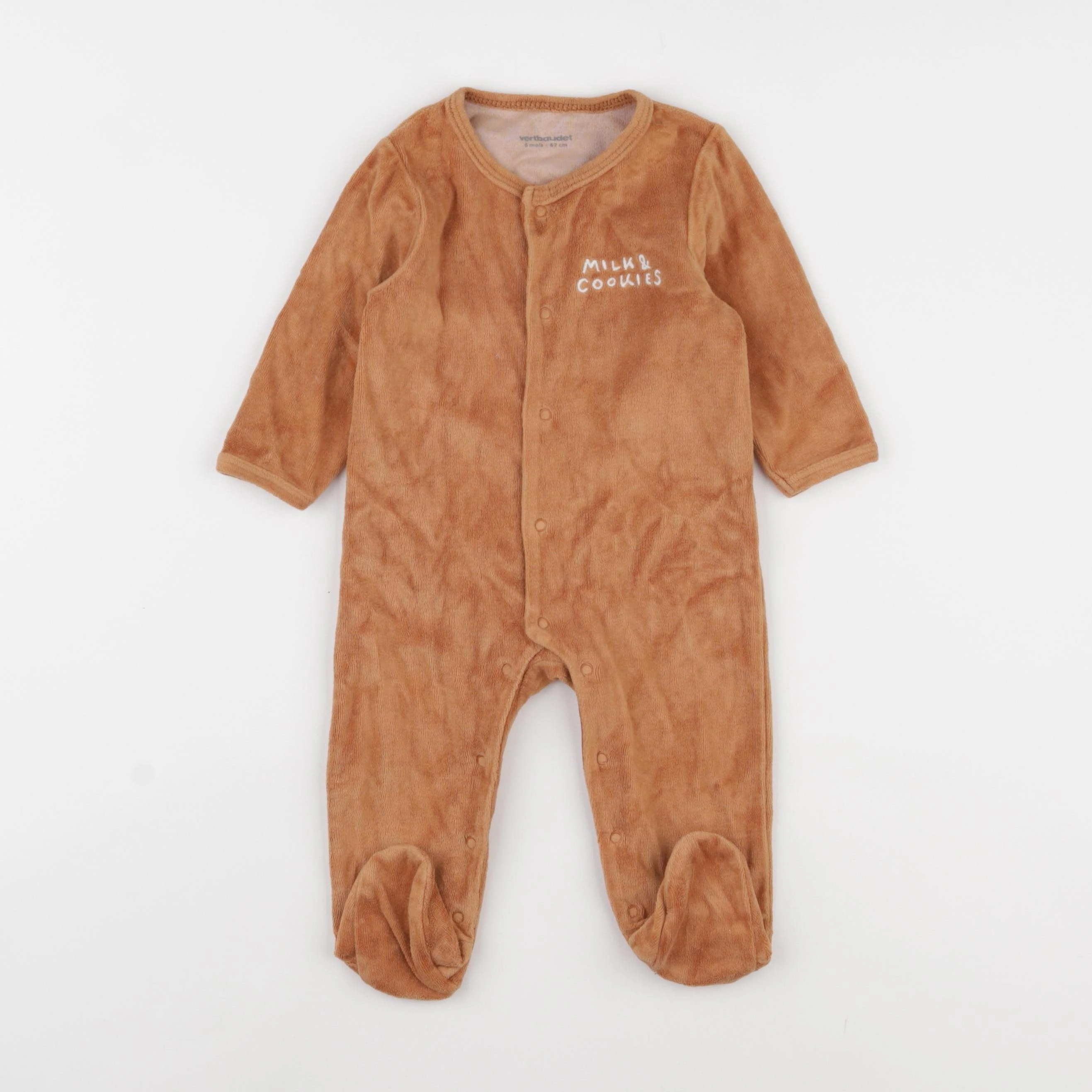 Vertbaudet - pyjama velours marron - 6 mois