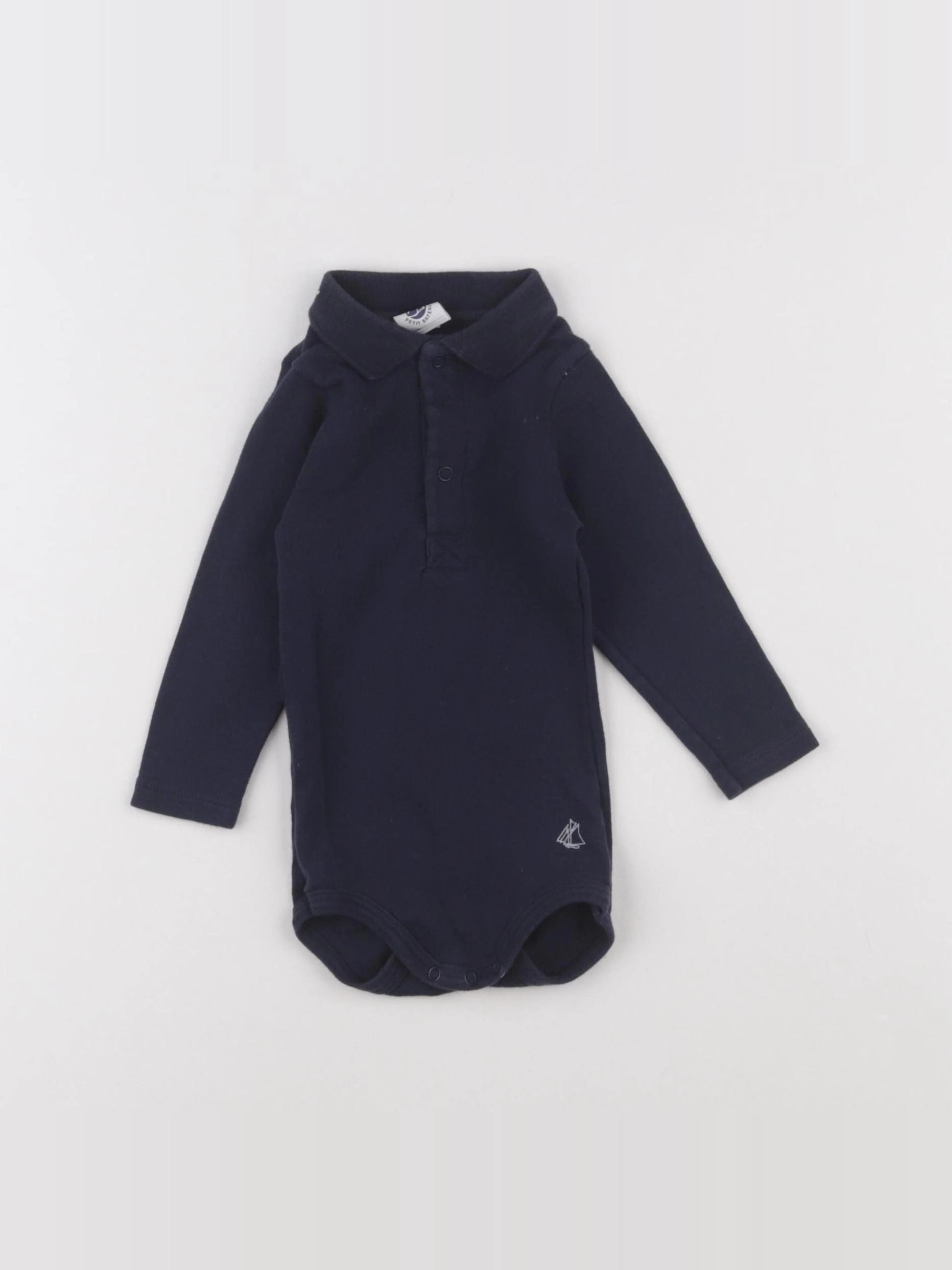 Petit Bateau - body à col bleu - 6 mois