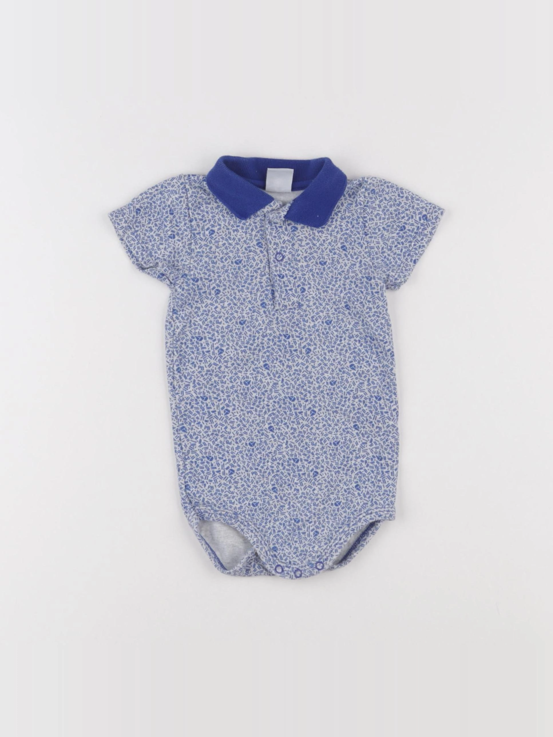 Petit Bateau - body à col bleu - 12 mois