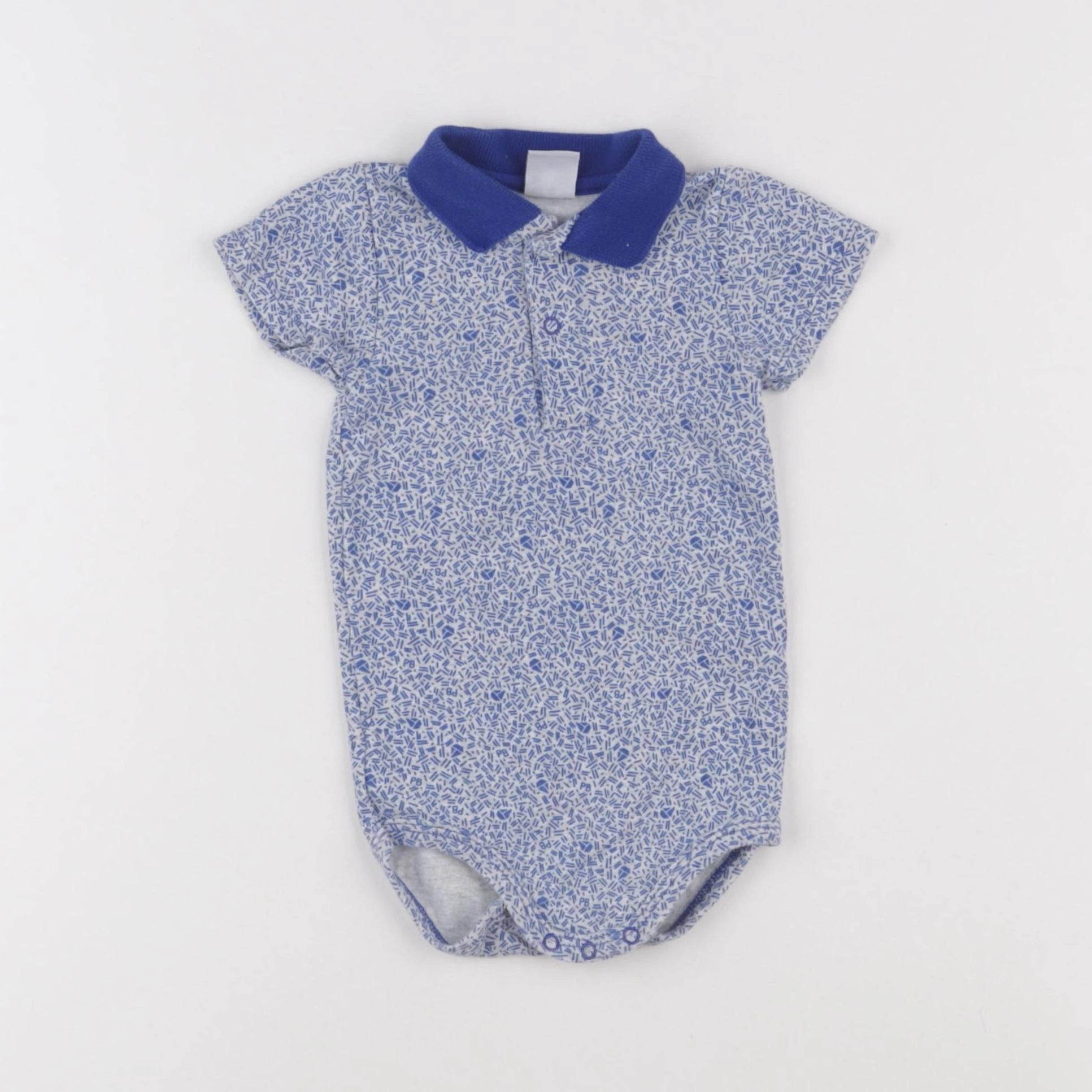 Petit Bateau - body à col bleu - 12 mois