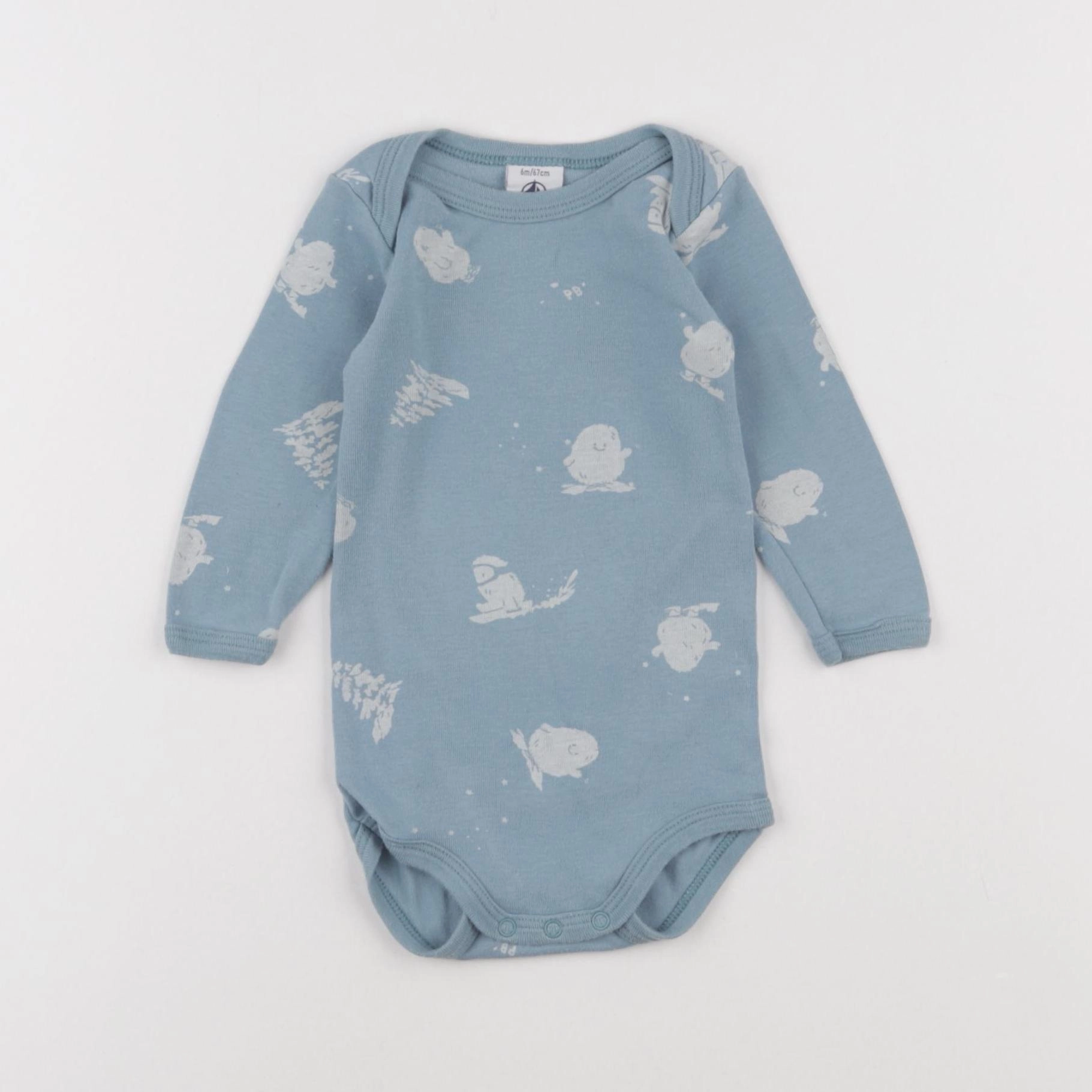 Petit Bateau - body bleu - 6 mois