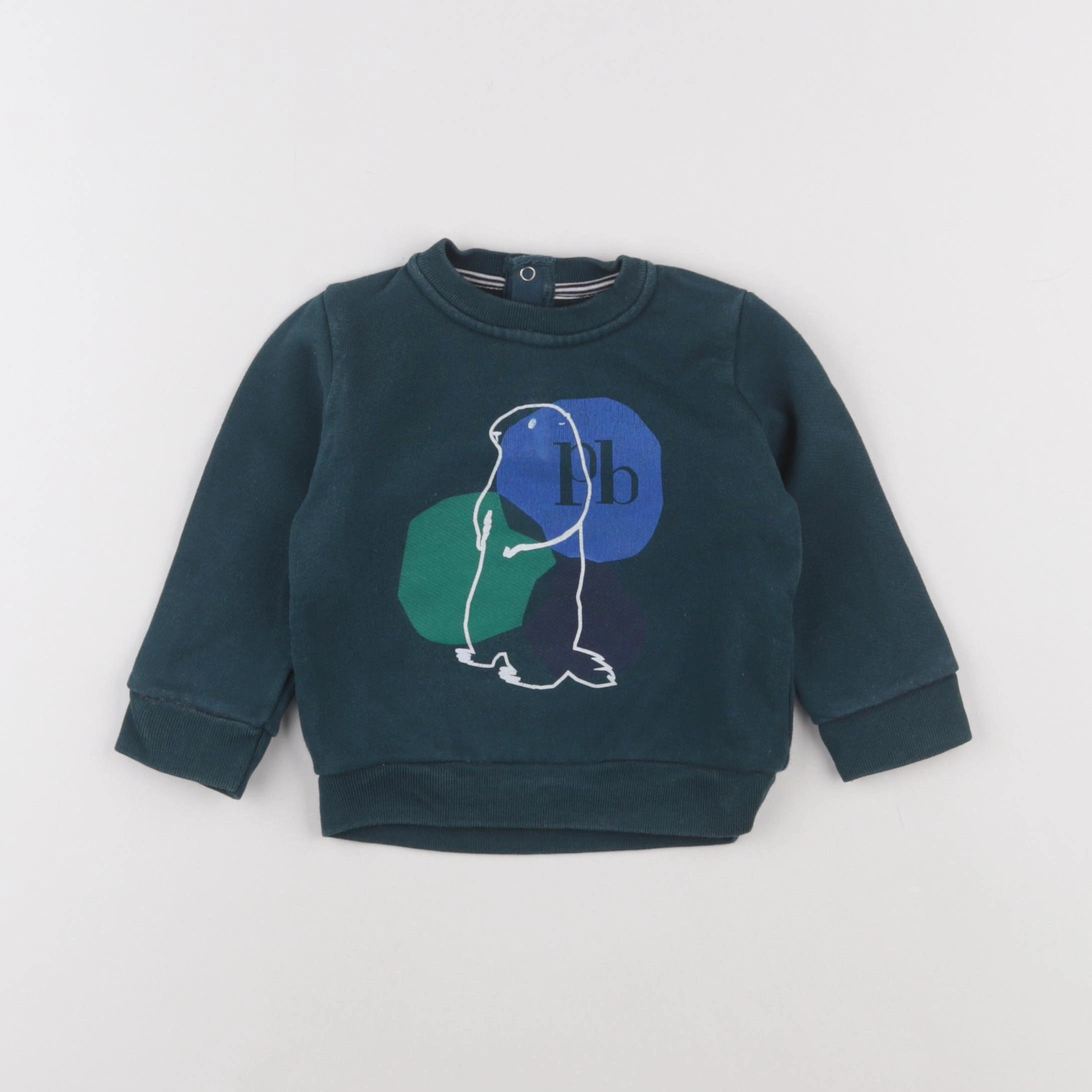 Petit Bateau - sweat vert - 12 mois