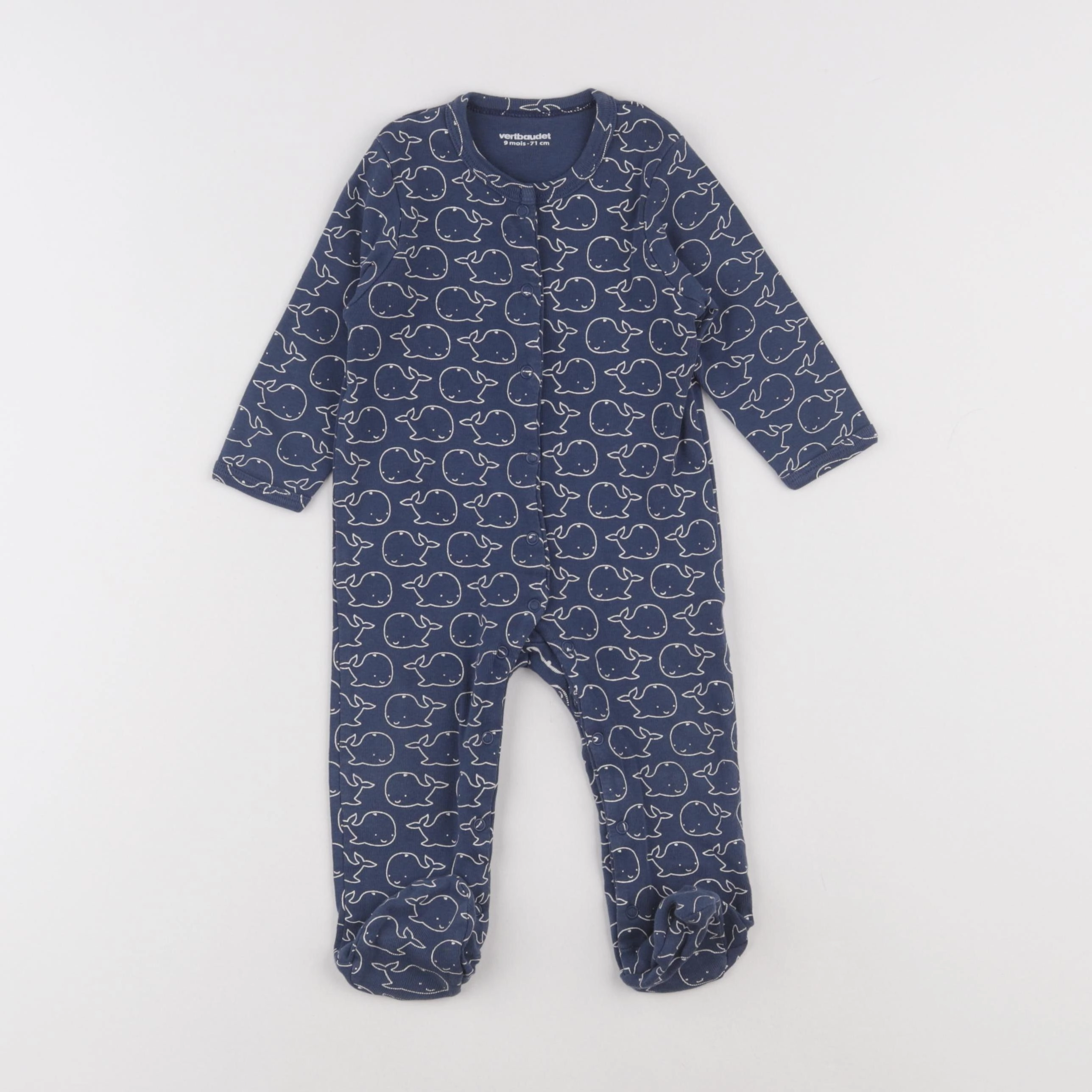 Vertbaudet - pyjama coton bleu - 9 mois
