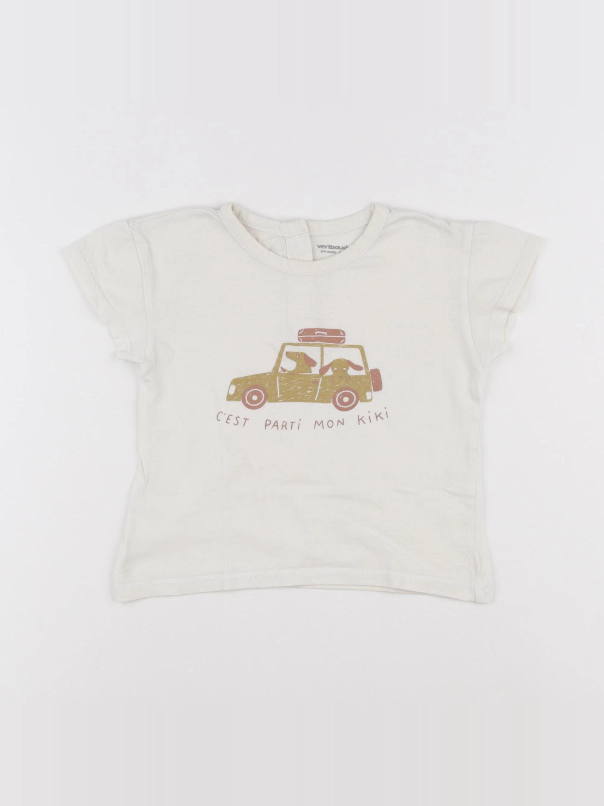 Vertbaudet - tee-shirt beige - 24 mois