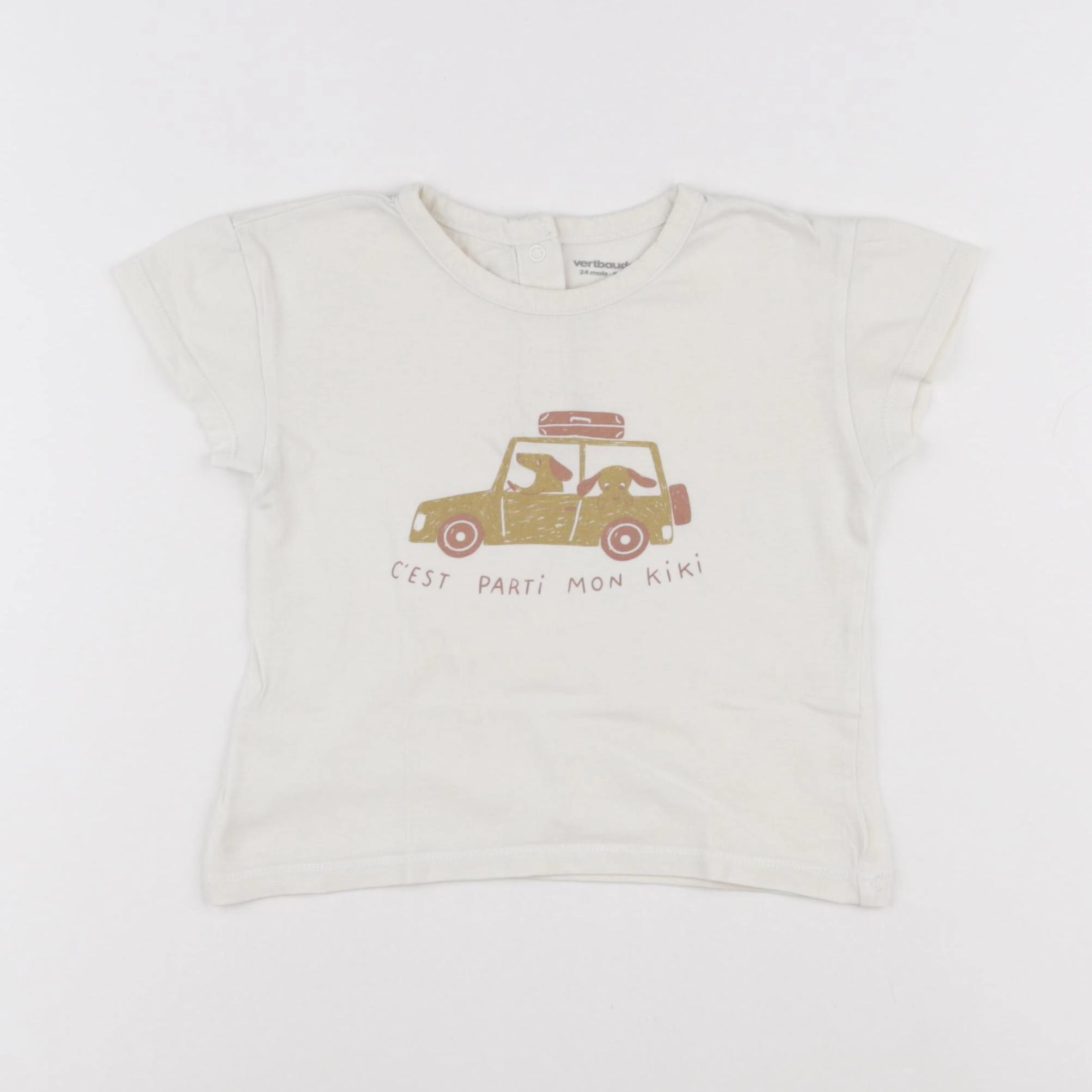 Vertbaudet - tee-shirt beige - 24 mois
