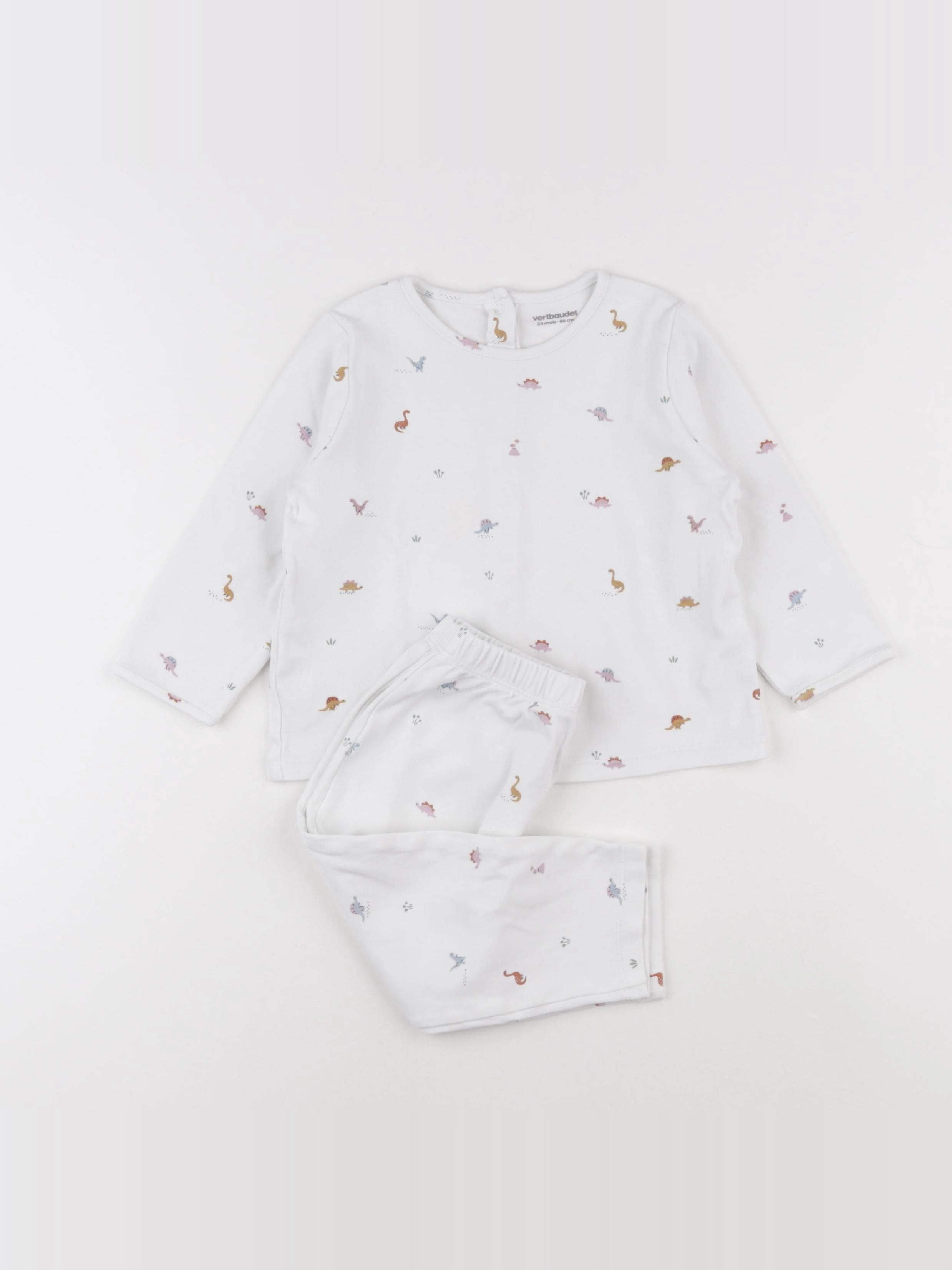 Vertbaudet - pyjama coton blanc - 24 mois