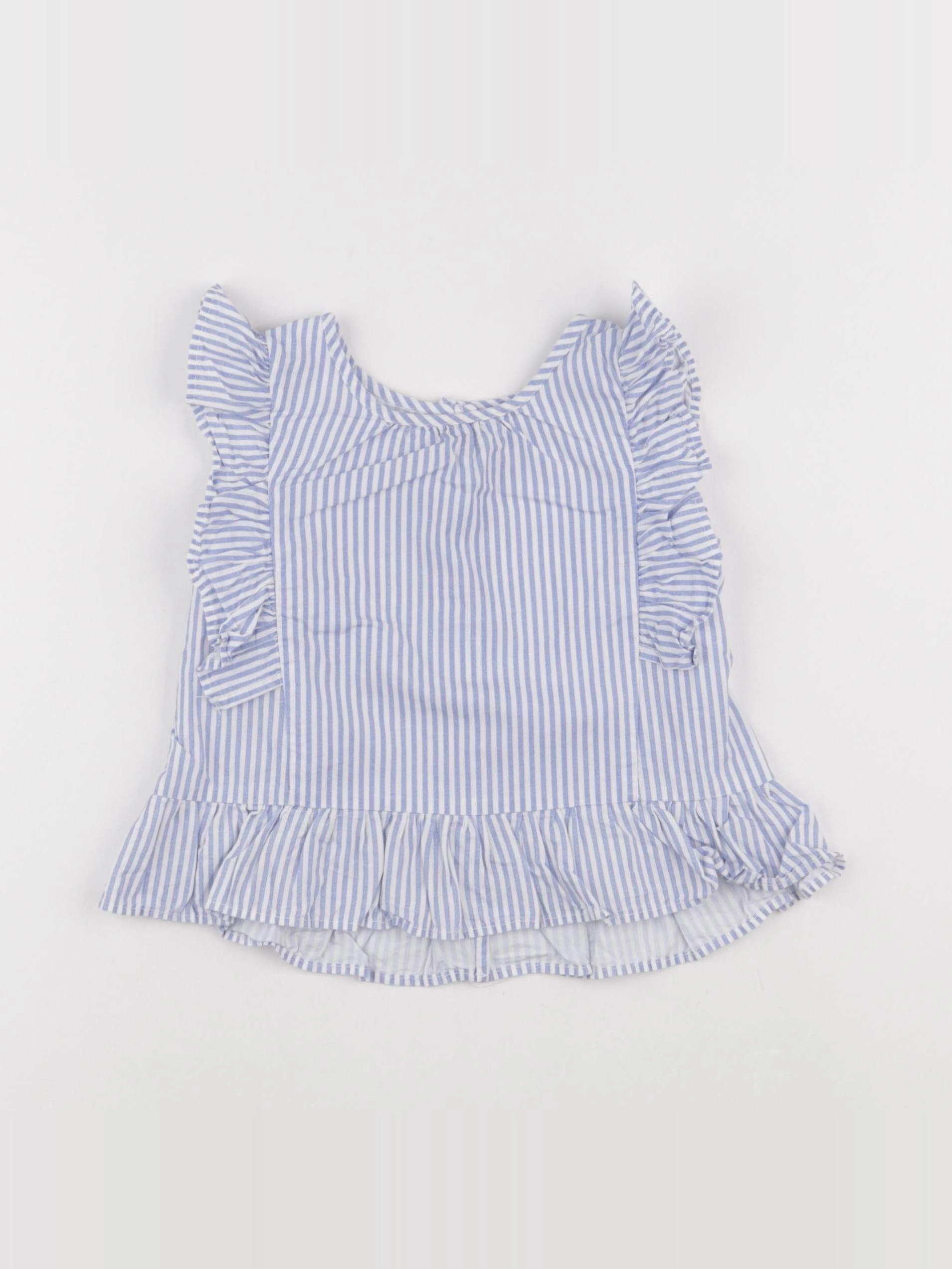 Zara - blouse blanc, bleu - 2/3 ans