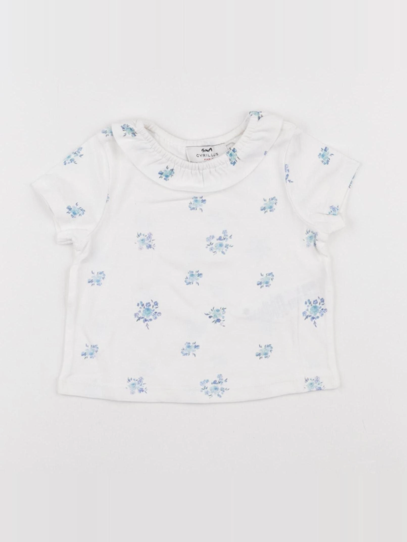 Cyrillus - tee-shirt blanc, bleu - 9 mois