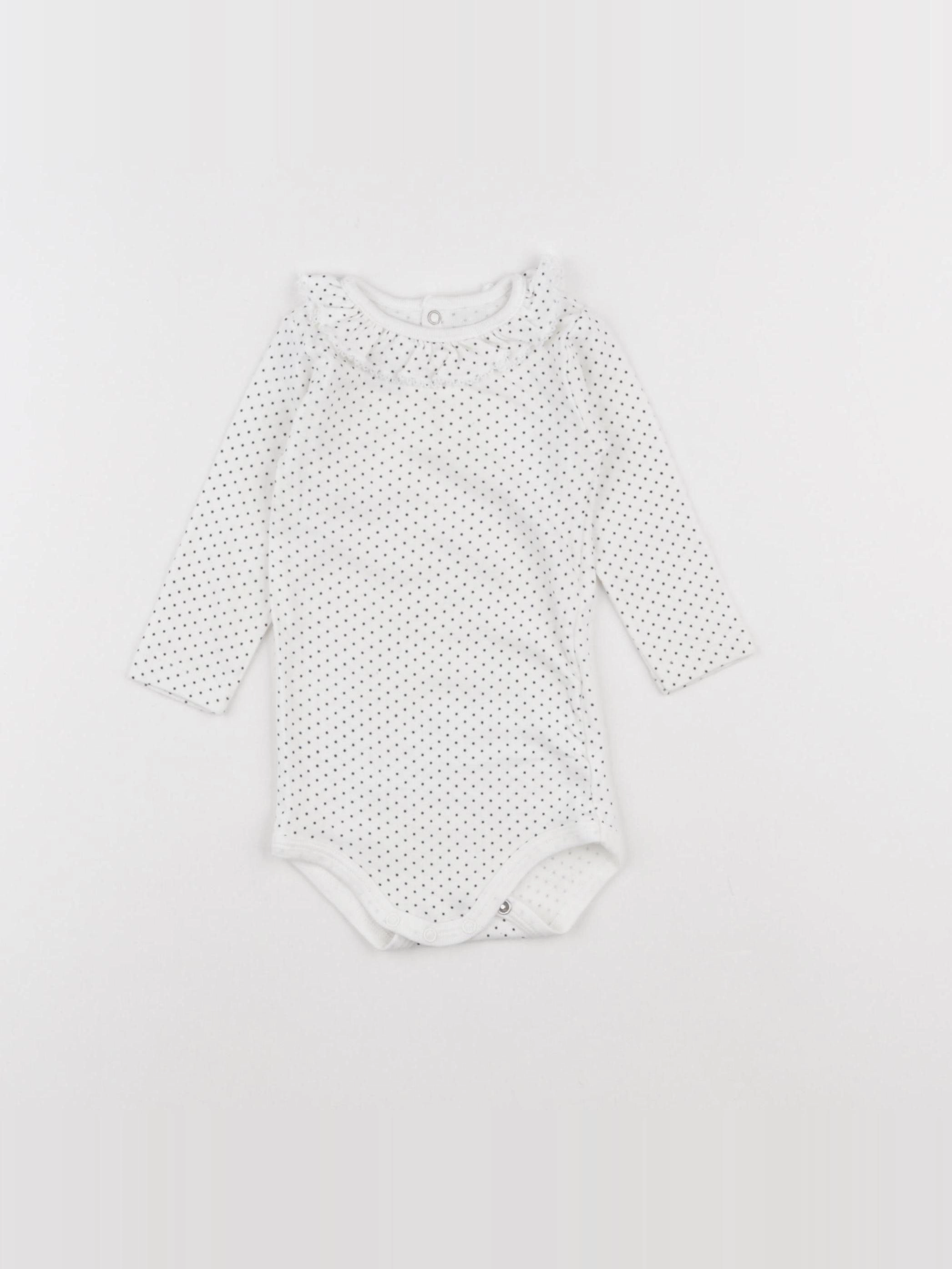 Petit Bateau - body à col blanc - 6 mois