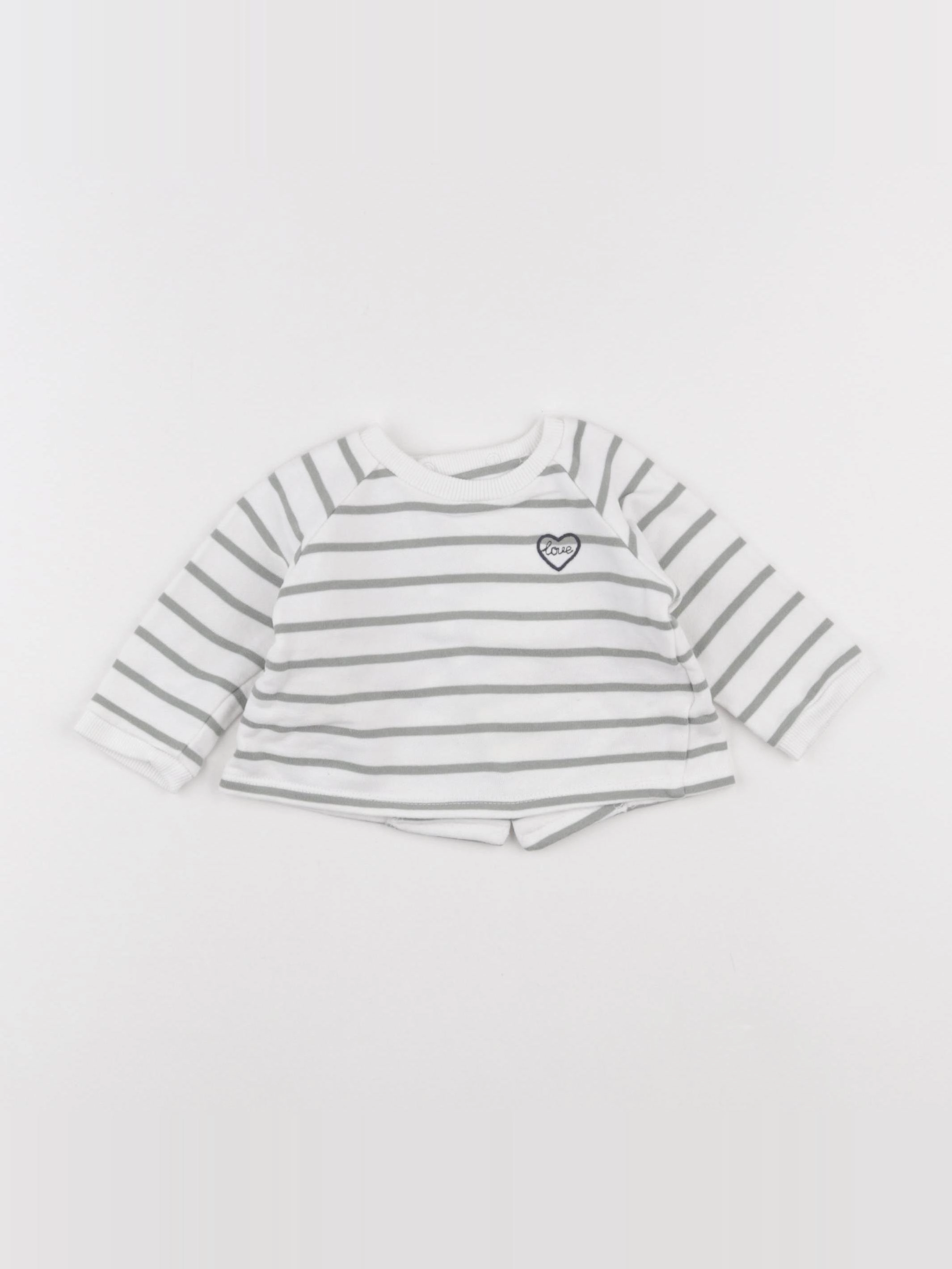 Boutchou - sweat blanc, vert - 3 mois