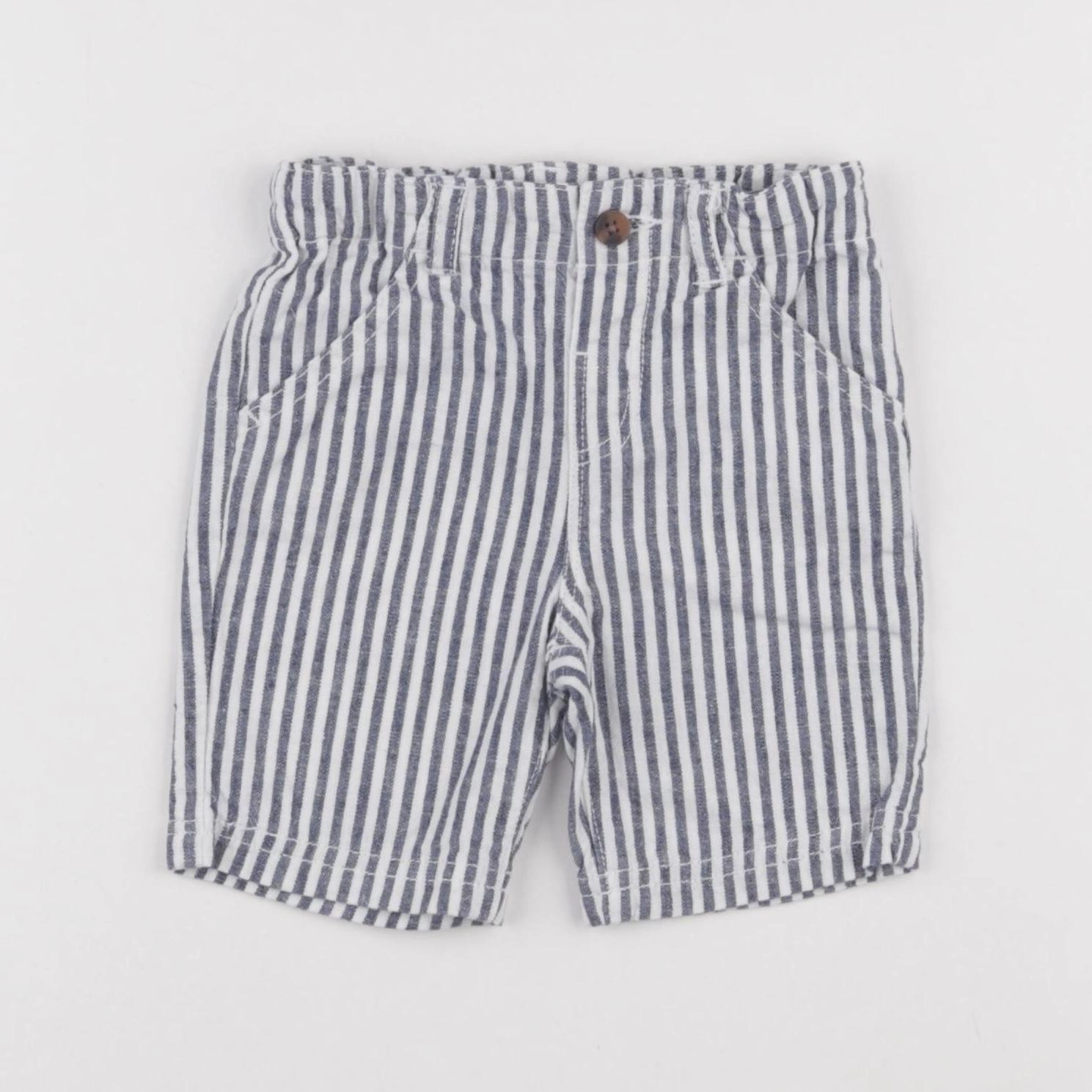 Boutchou - short bleu, blanc - 6 mois