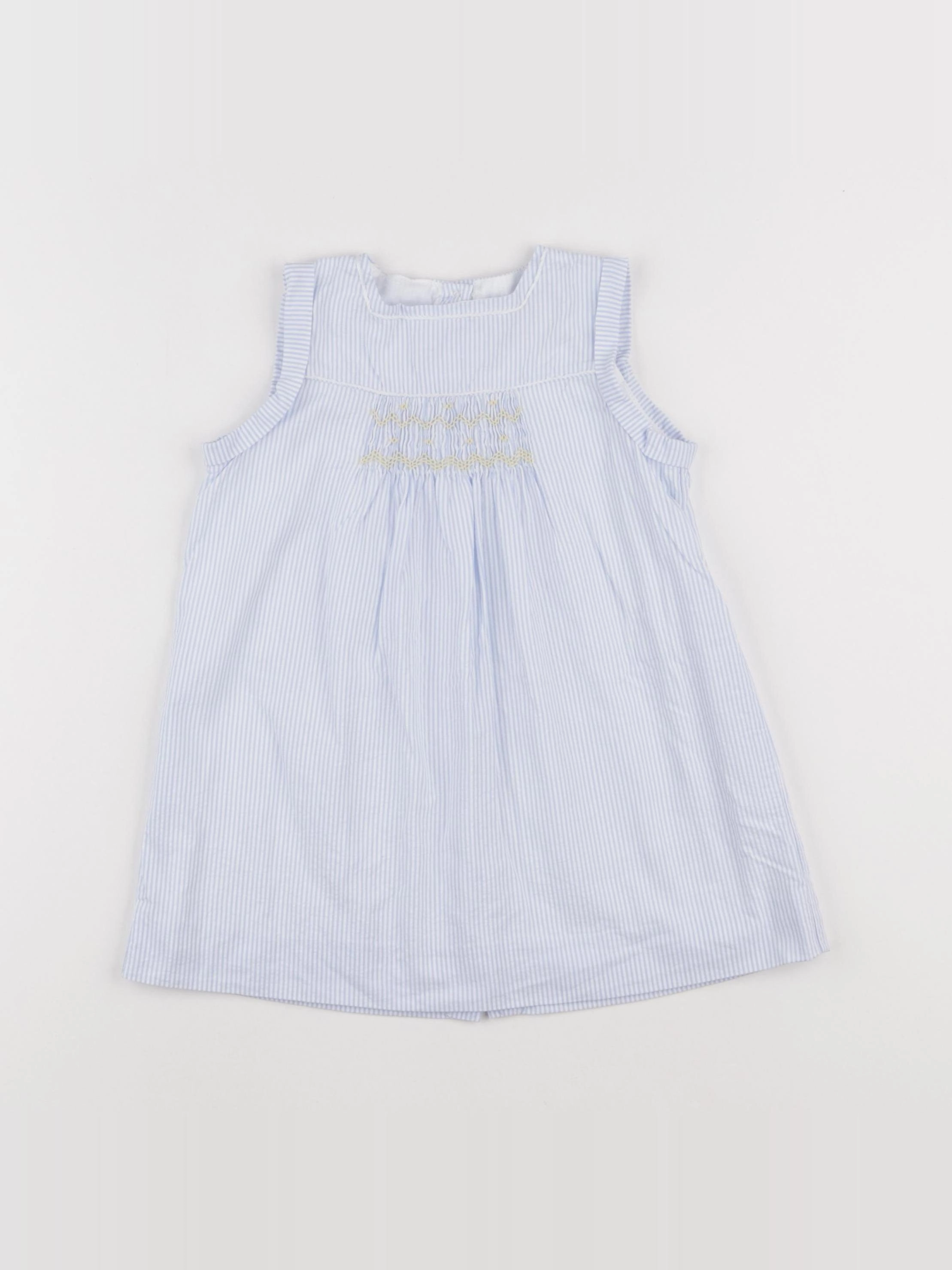 Cyrillus - robe blanc, bleu - 18 mois
