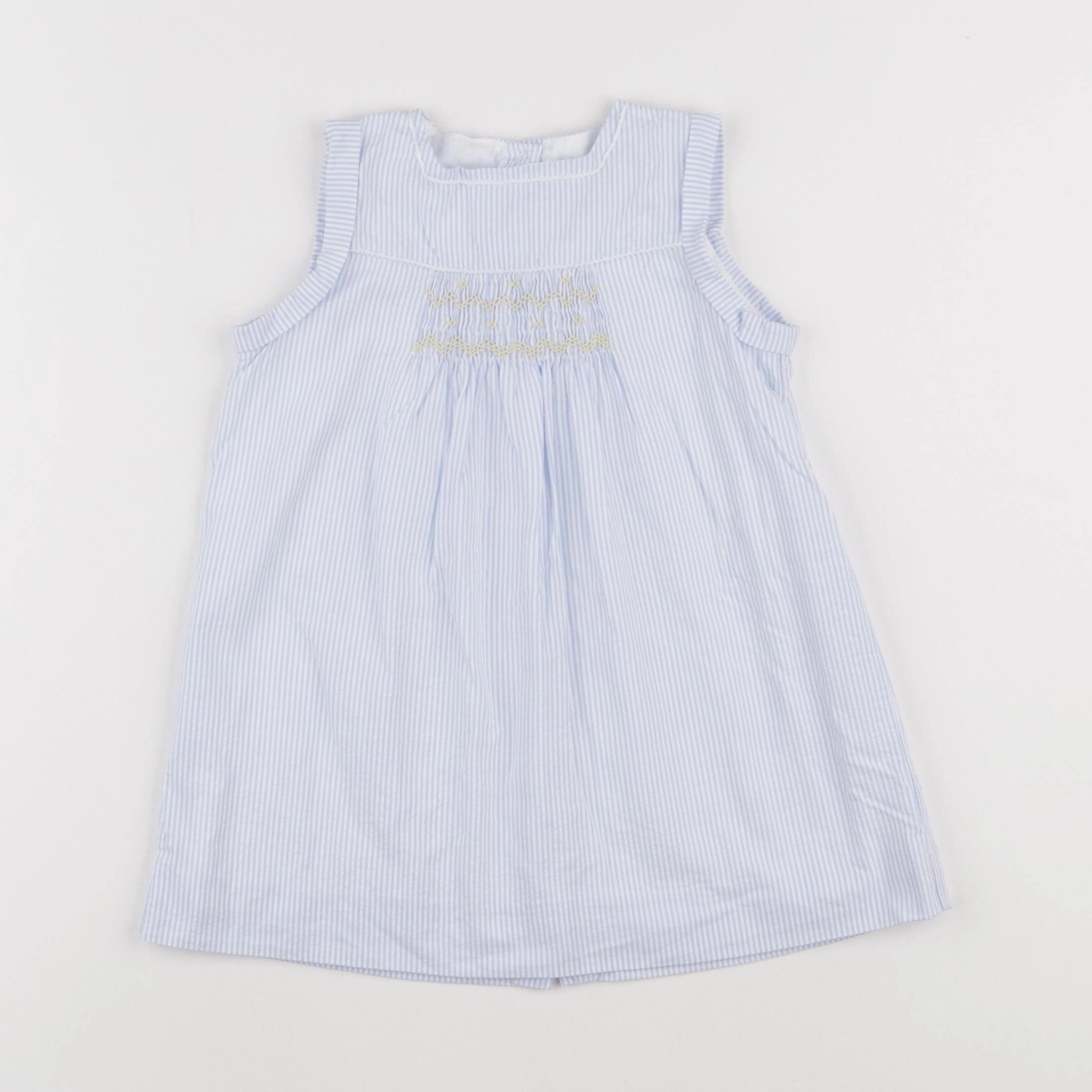 Cyrillus - robe blanc, bleu - 18 mois