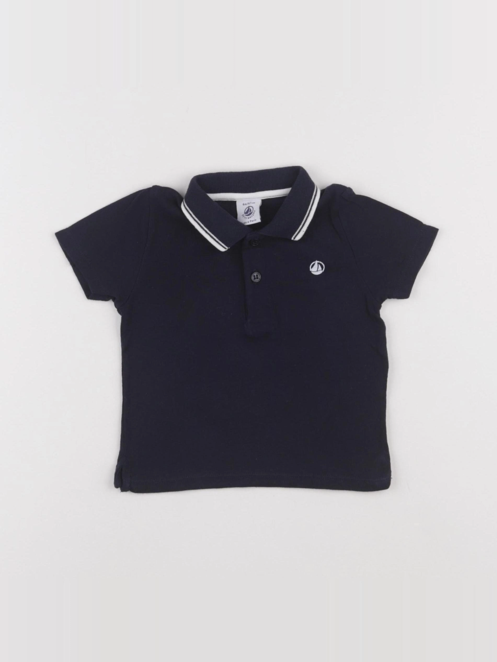 Petit Bateau - polo bleu - 6 mois