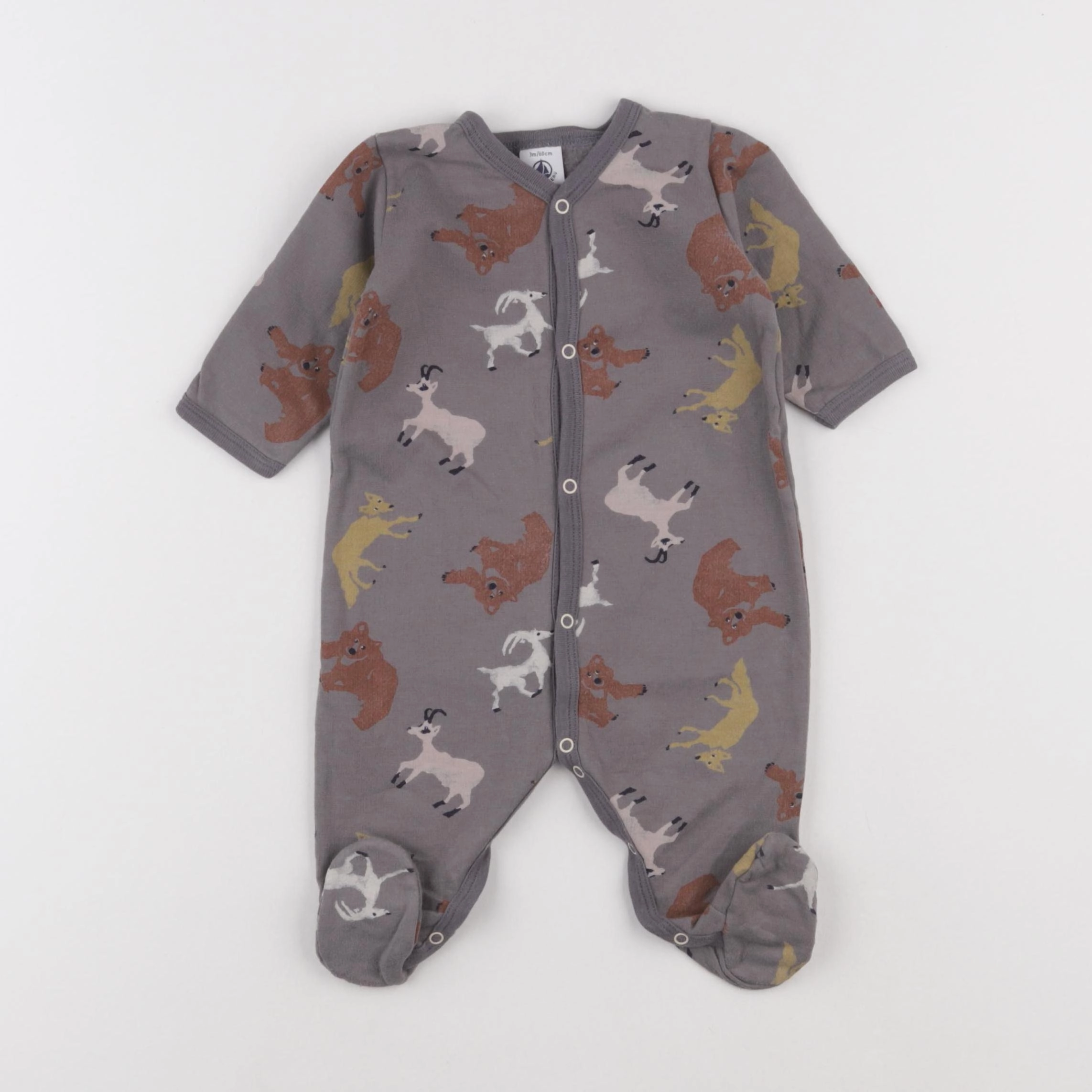 Petit Bateau - pyjama coton gris - 3 mois